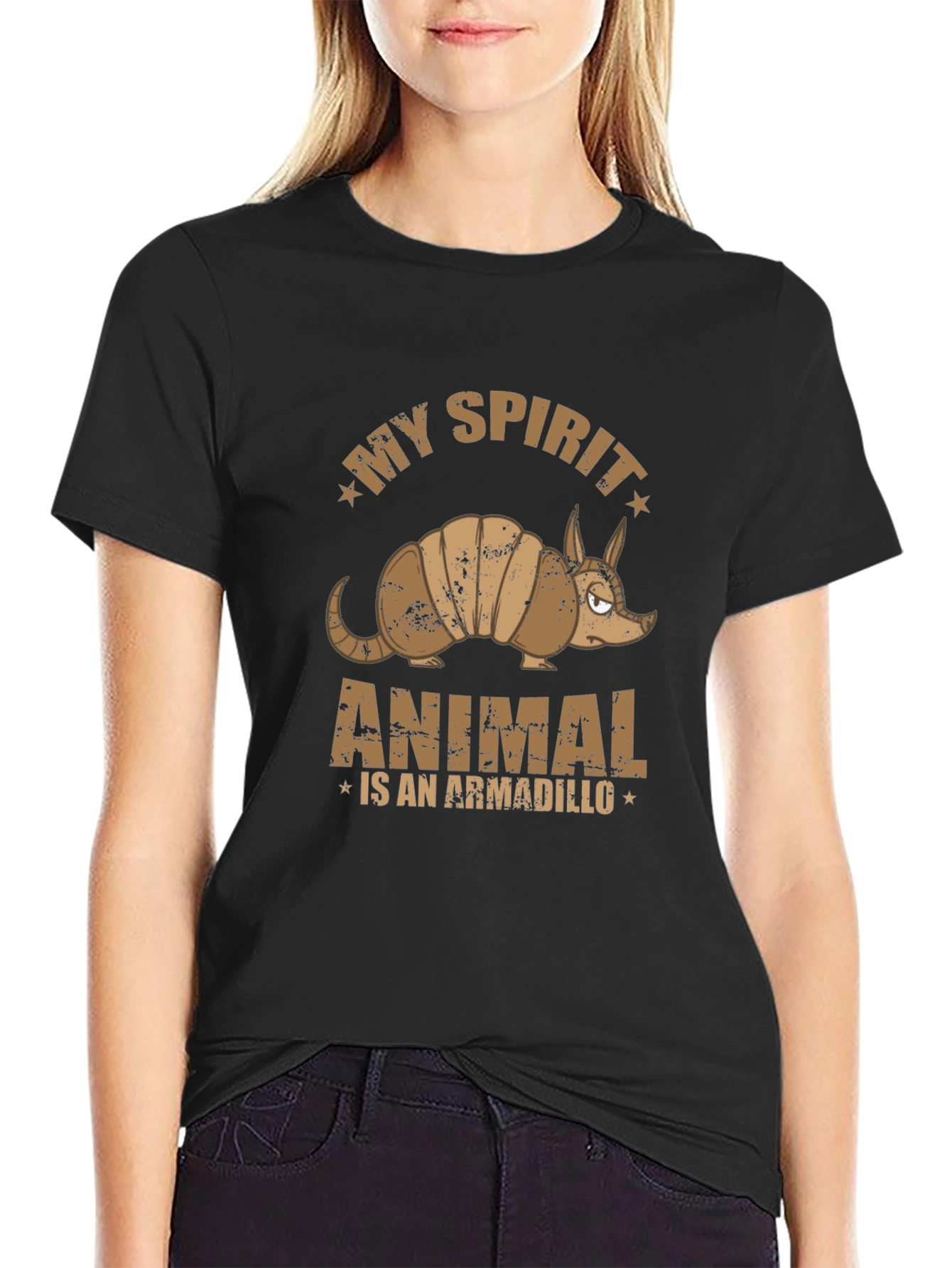 Black My Spirit Animal Armadillo Graphic Tee view 2