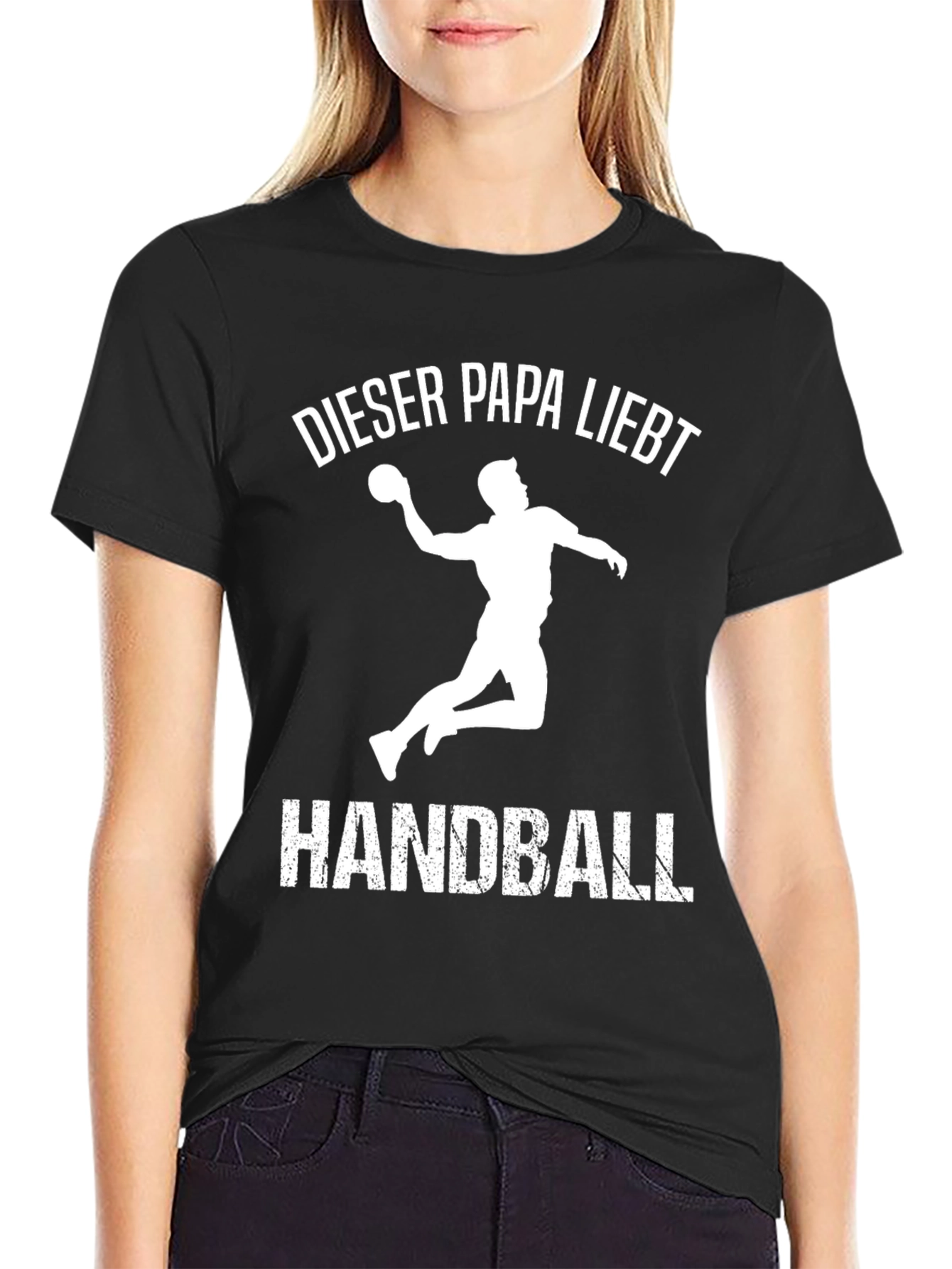 Black Dieser Papa Liebt Handball T-Shirt view 2