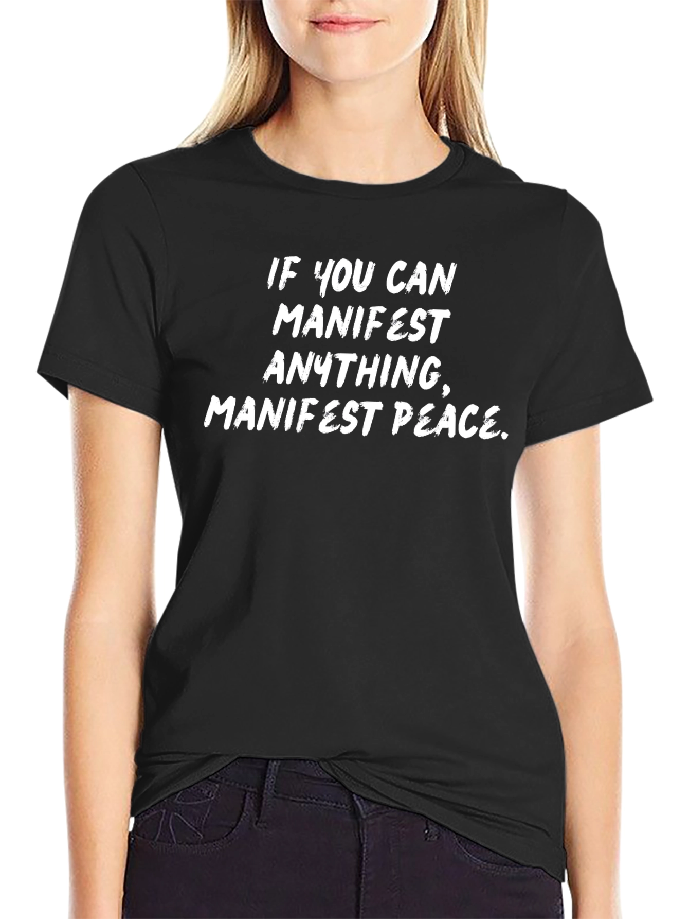 Black Manifest Peace Graphic Tee - Mens Short Sleeve Crew Neck view 2