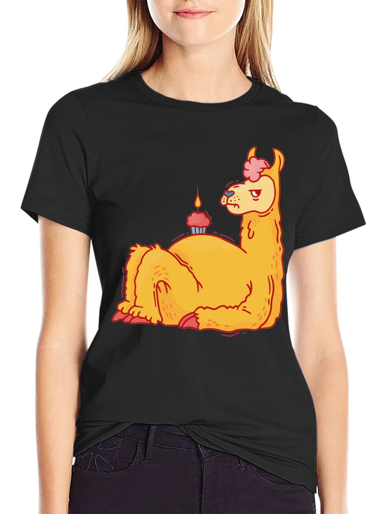 Black Llama Cupcake T-Shirt - Quirky Graphic Tee view 2