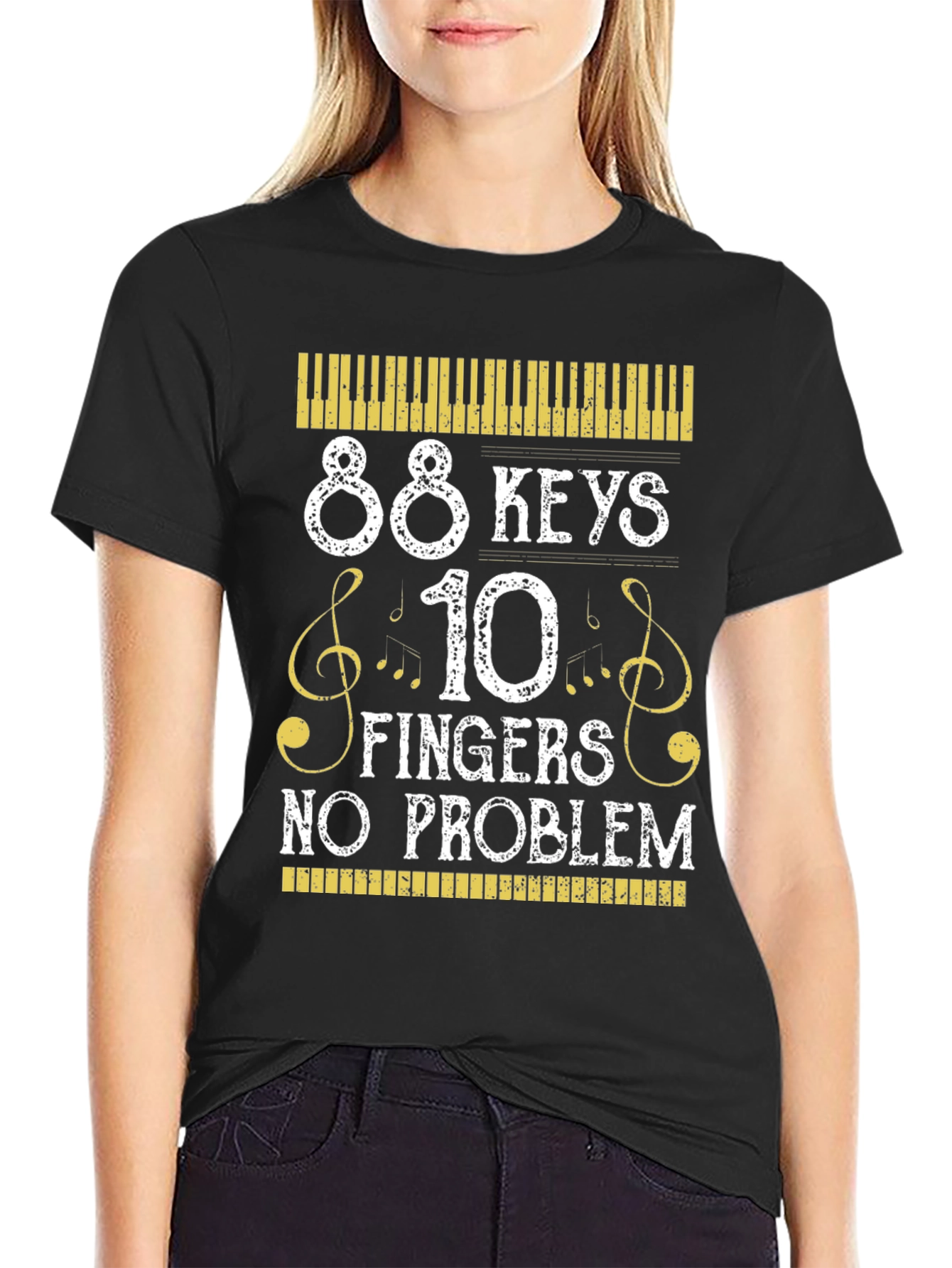 88 Keys 10 Fingers No Problem Musician T-Shirt - 2