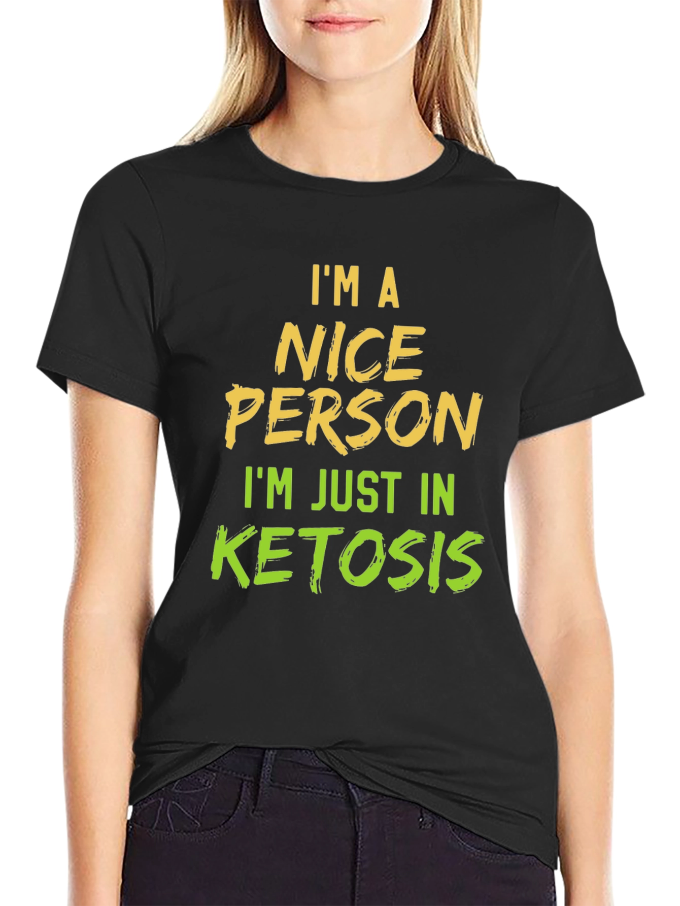 Black I'm a Nice Person in Ketosis Graphic T-Shirt view 2