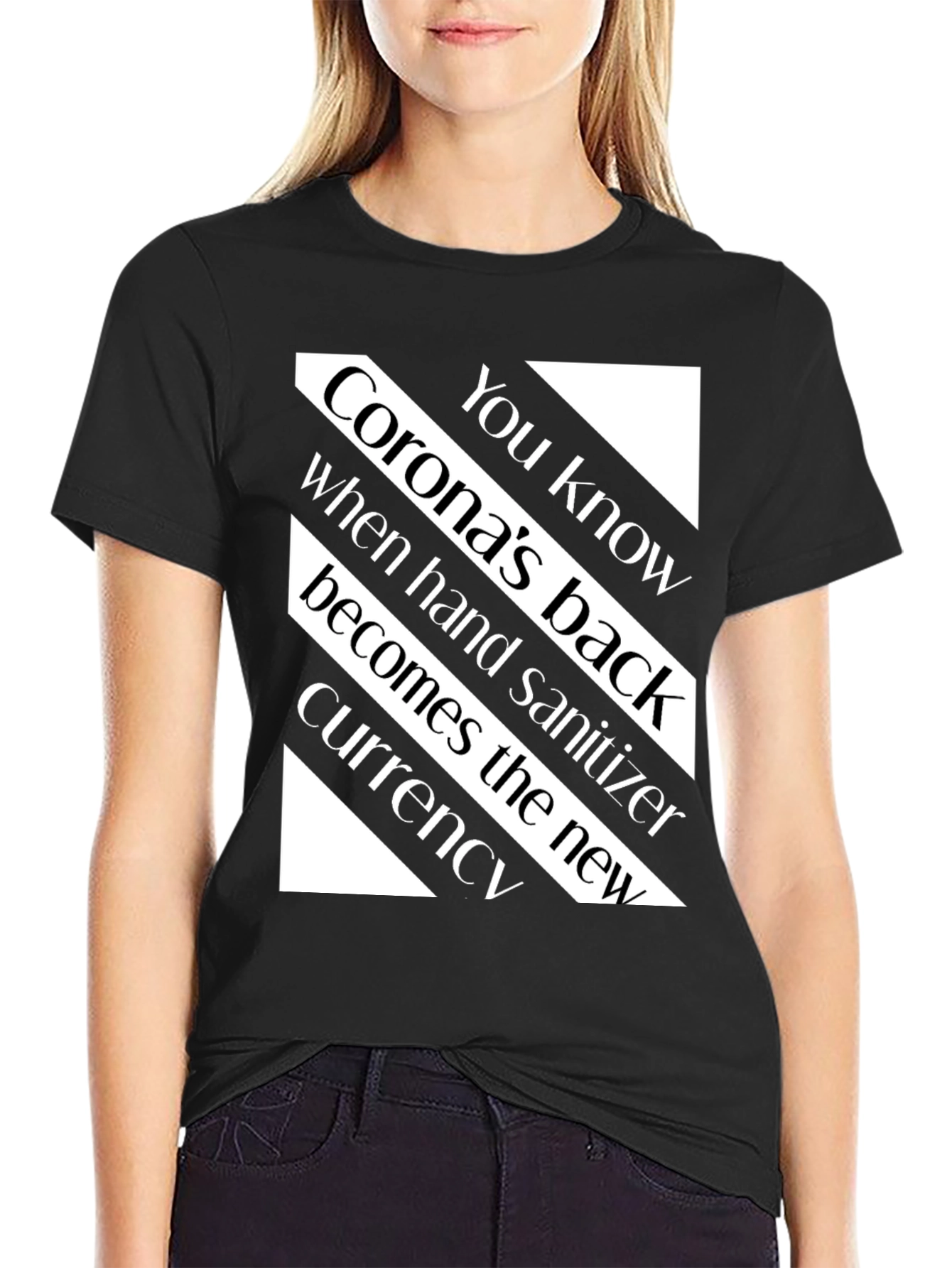 Black Novelty Slogan T-Shirt - Hand Sanitizer Currency Tee view 2