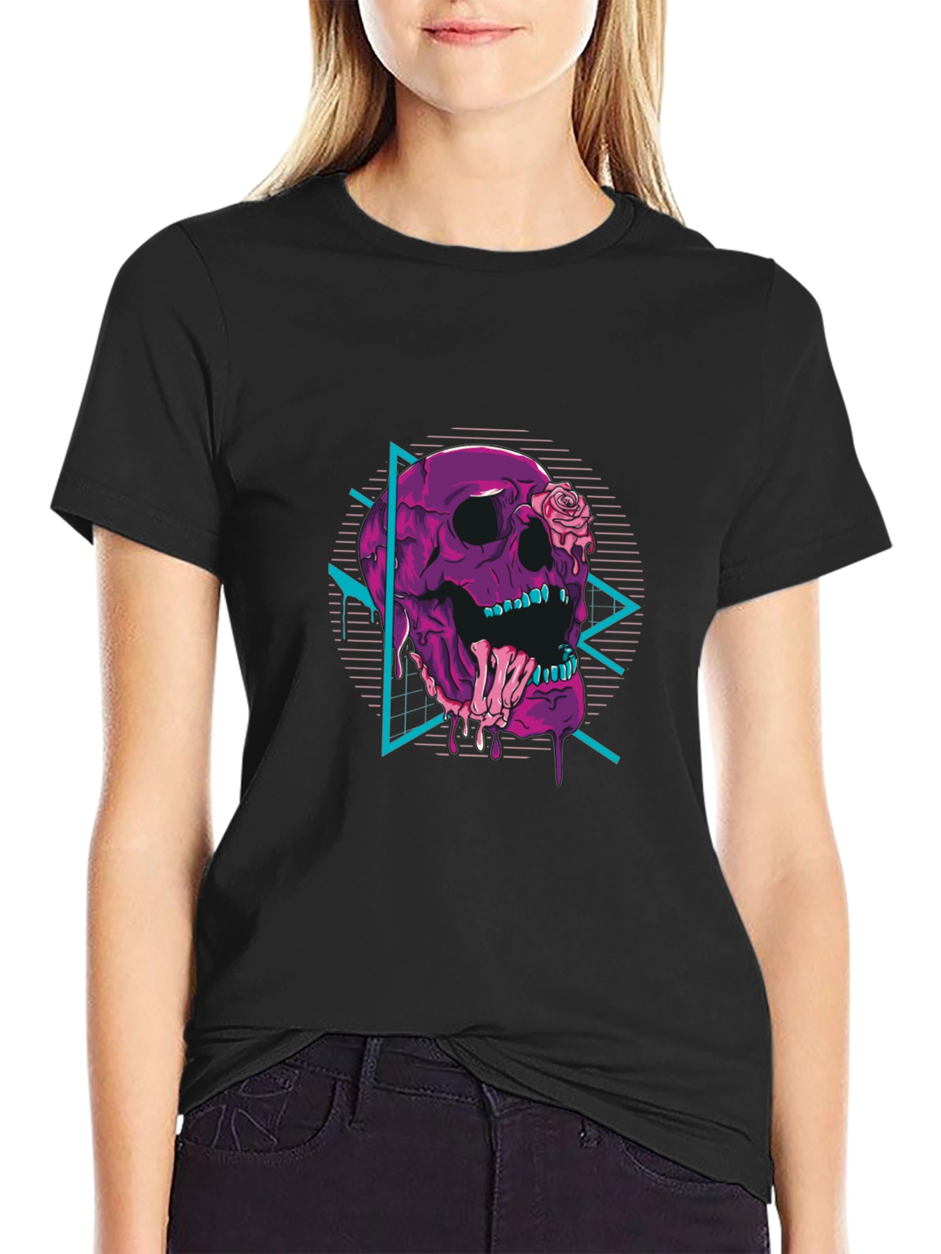 Black Skull & Rose Graphic Tee - Retro Vibes view 2
