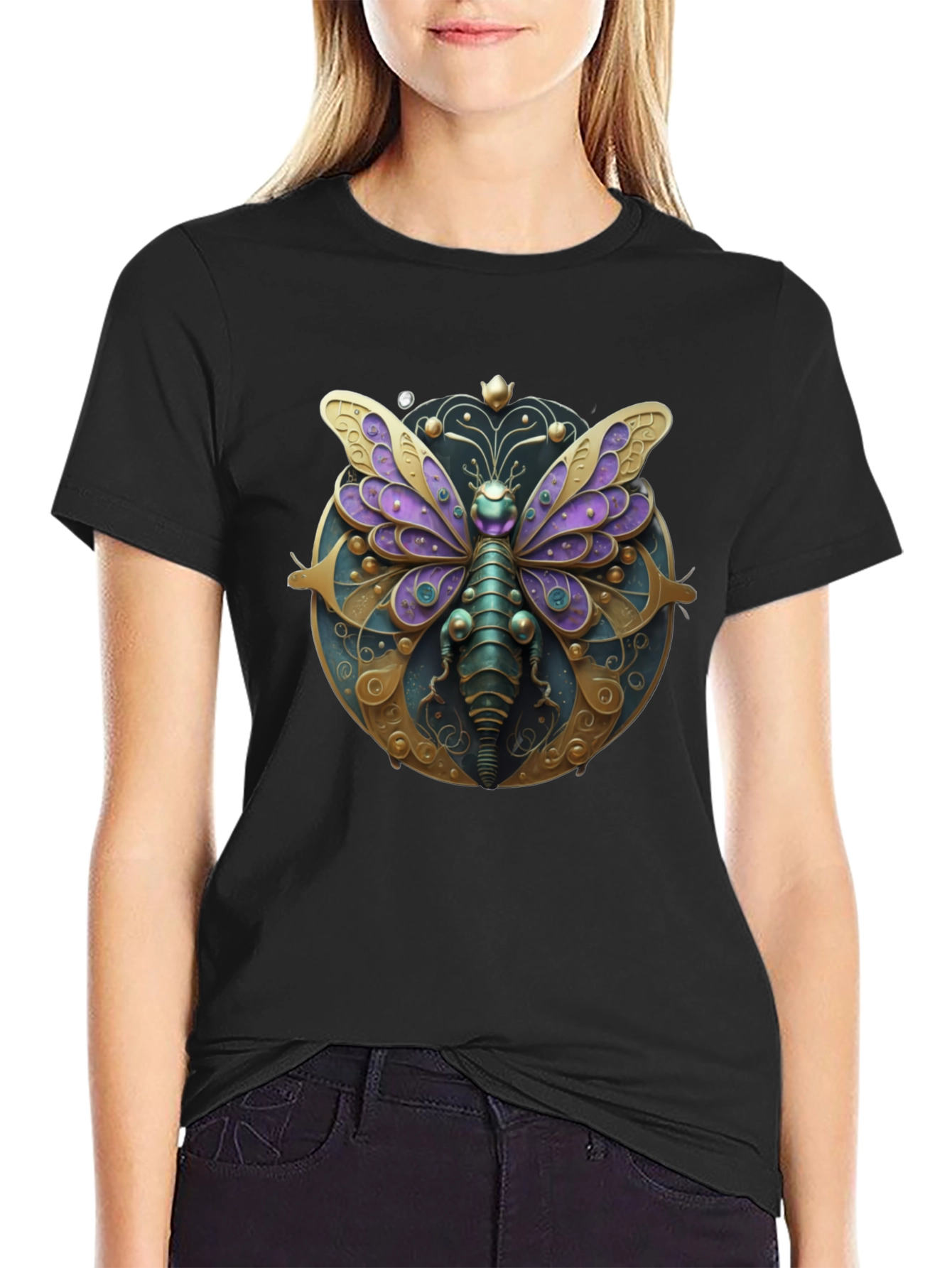 Black Steampunk Butterfly T-Shirt view 2