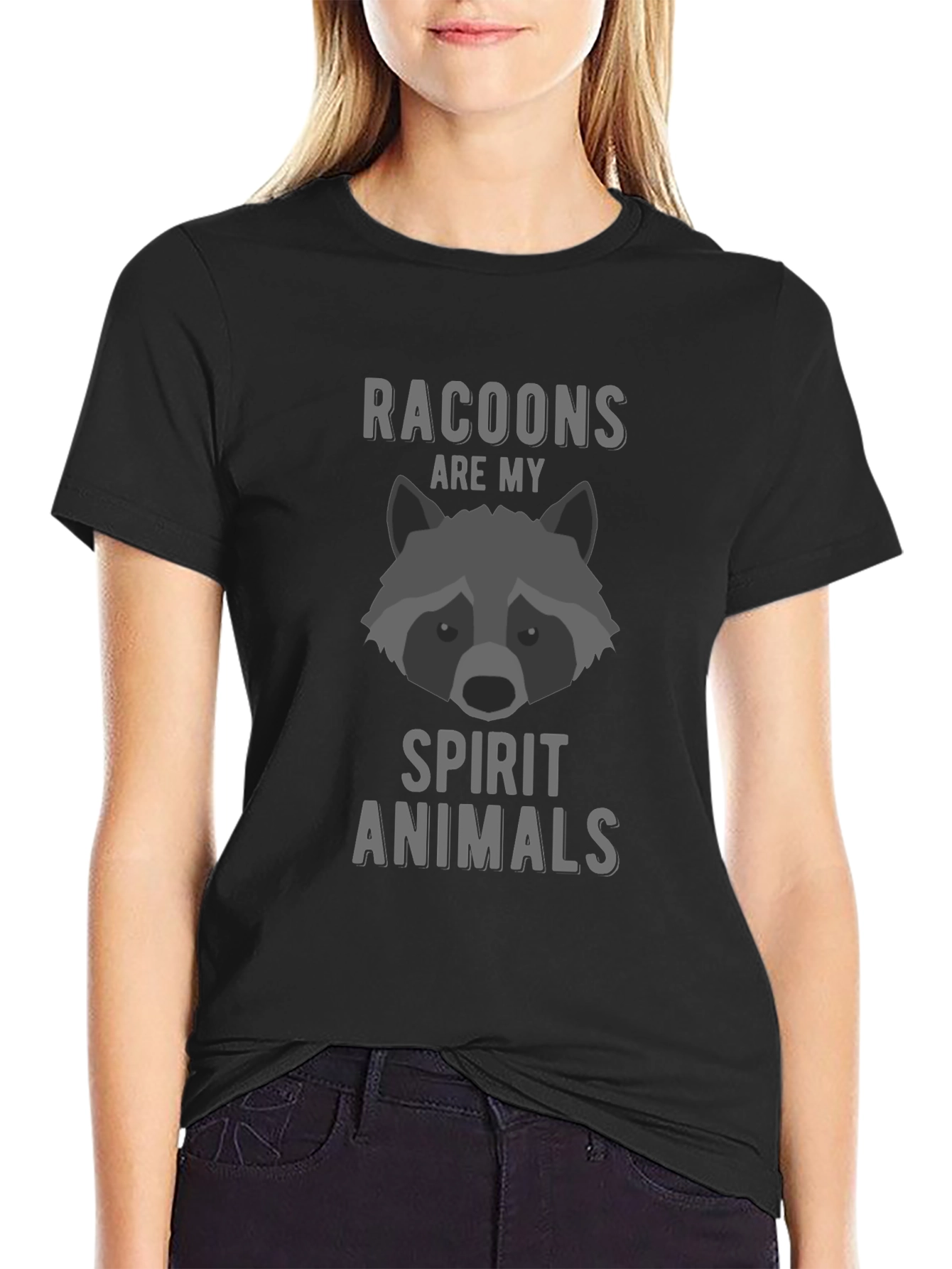 Black Raccoon Spirit Animal Graphic T-Shirt view 2
