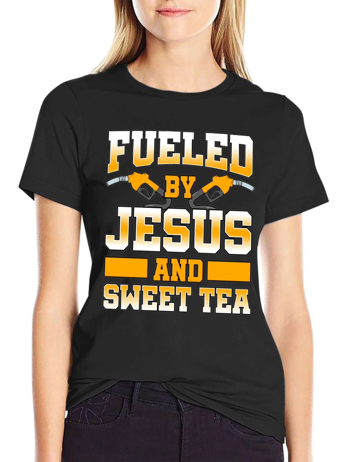 Black Fueled by Jesus and Sweet Tea Graphic Tee view 2