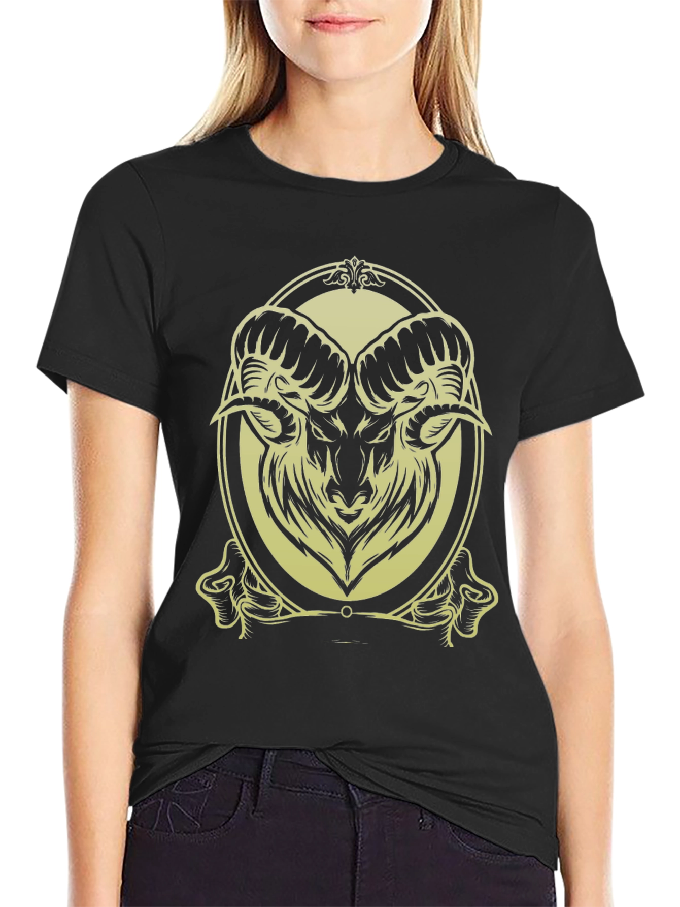 Black Ram Graphic Tee - Black Cotton Blend - Stylish & Unique Design view 2