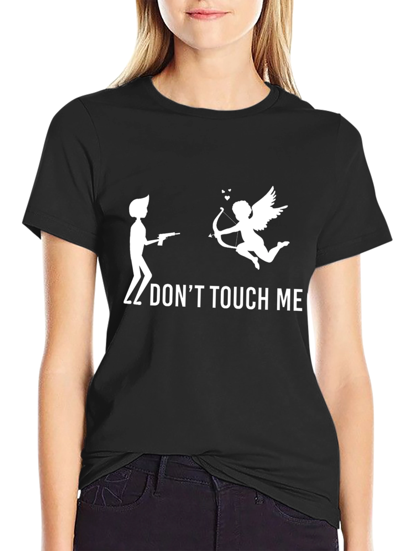 Black Don't Touch Me Graphic Tee - Funny Anti-Valentine's Day Shirt view 2