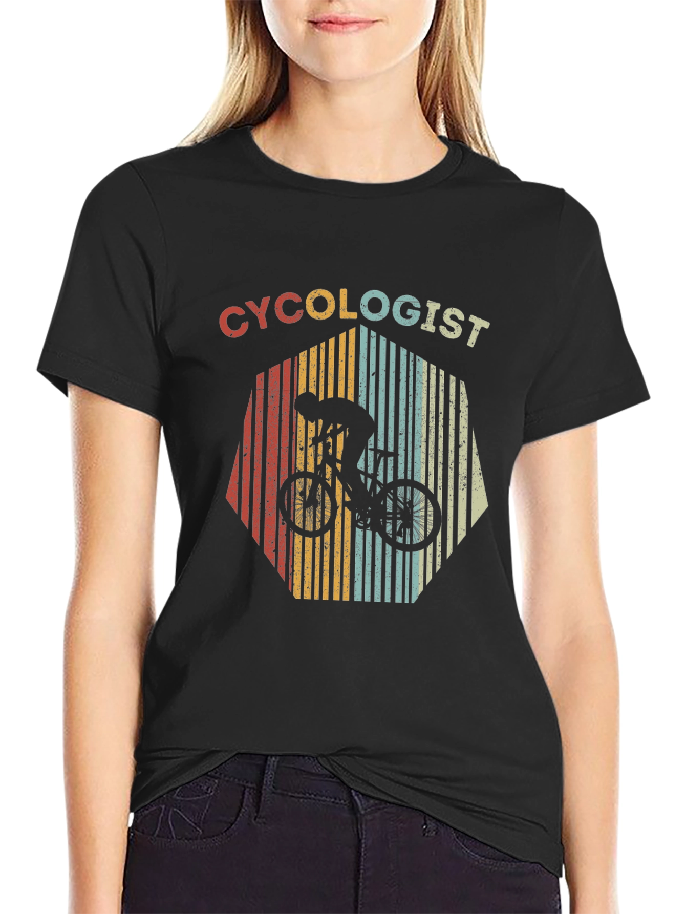 Black Retro Cycologist T-Shirt - Cycling Enthusiast Apparel view 2