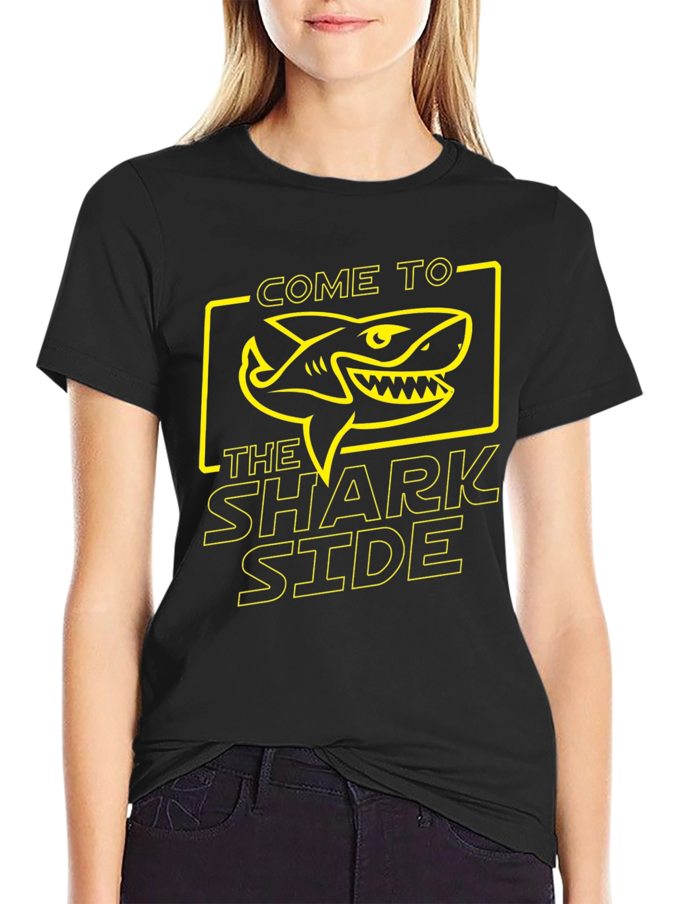 Black Come to the Shark Side T-Shirt view 2