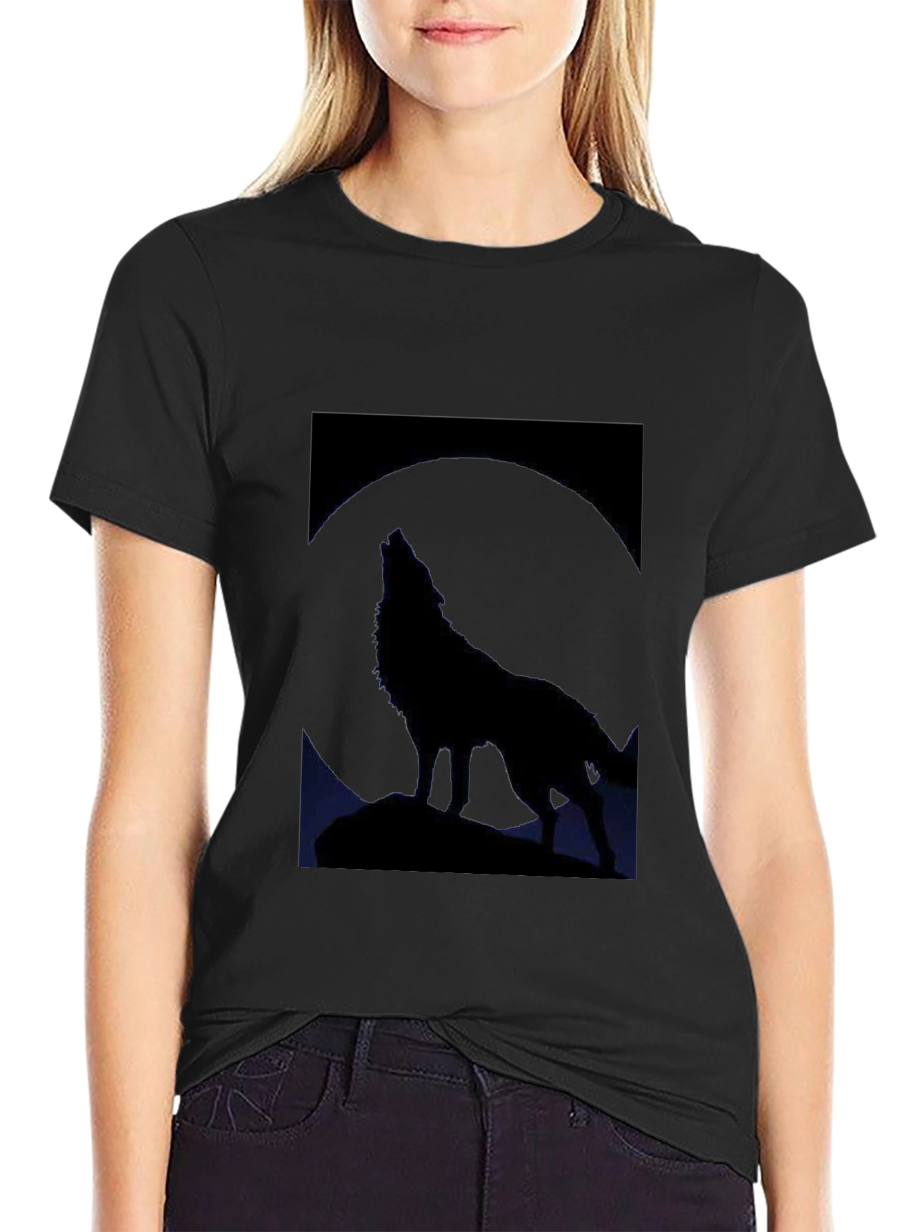 Black Wolf Moon Graphic Tee - Black view 2