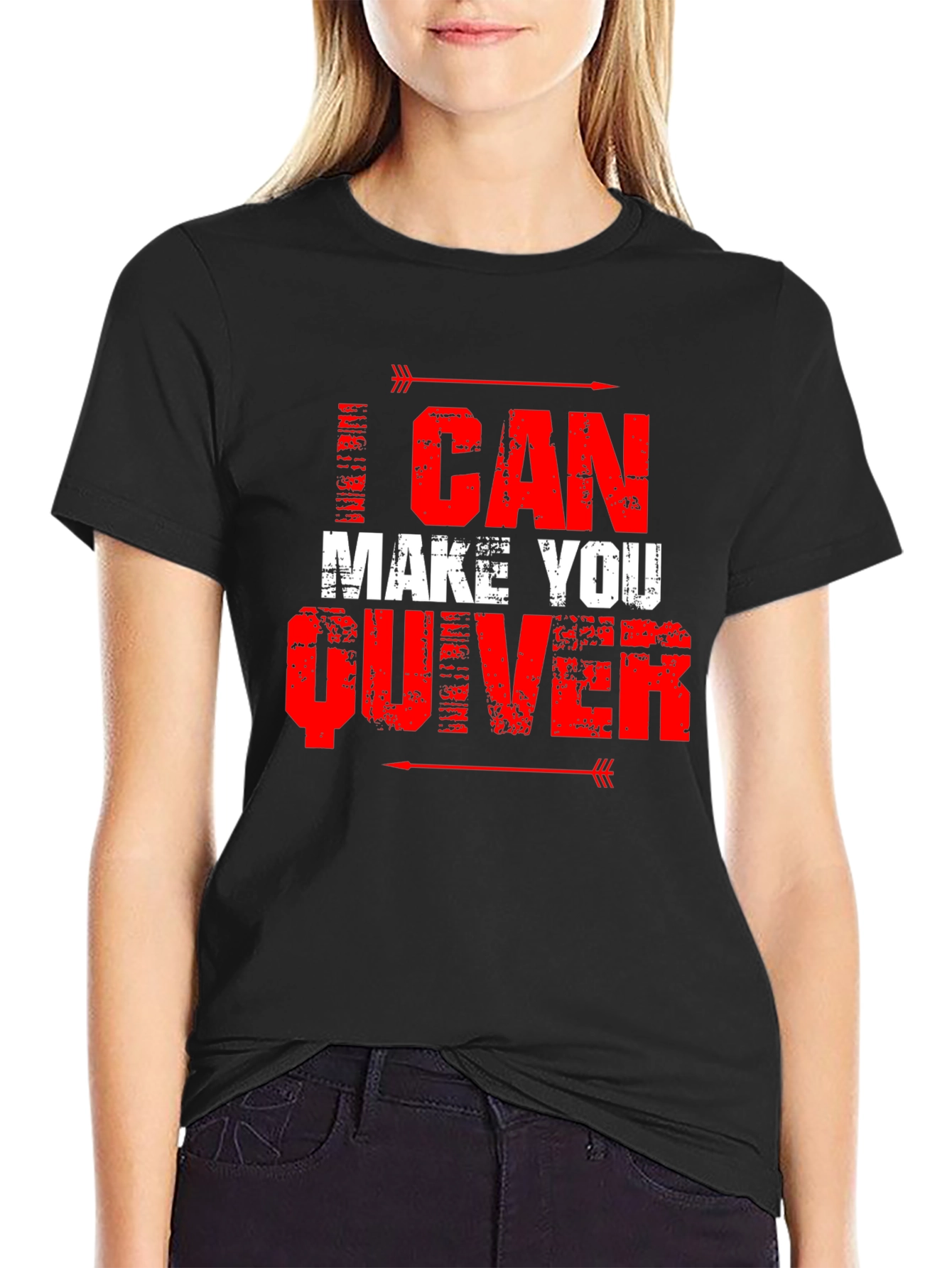 Black I Can Make You Quiver Graphic Tee - Black Cotton Shirt view 2