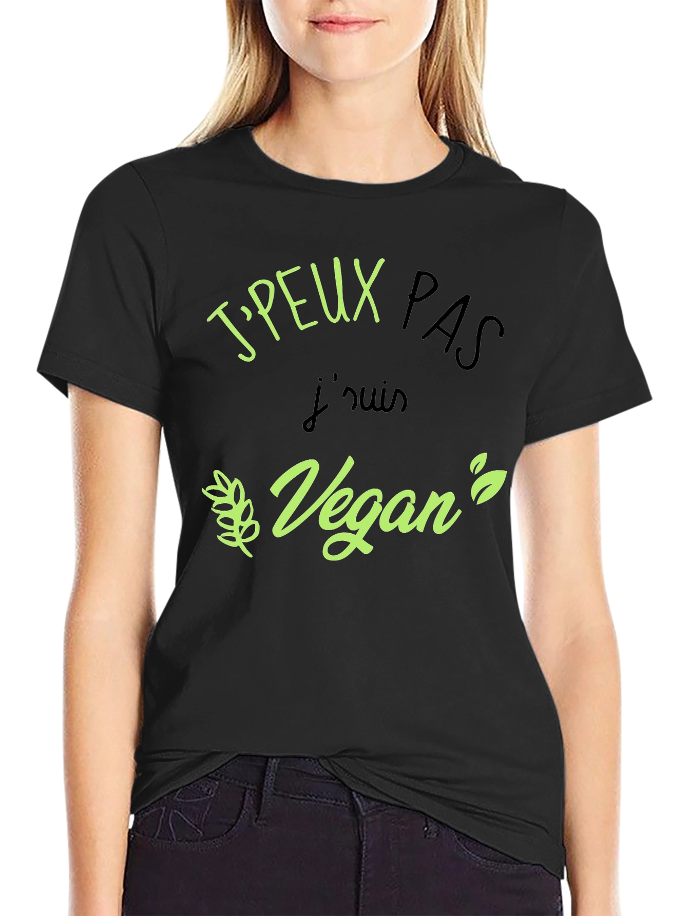Black Vegan Statement Black T-Shirt view 2