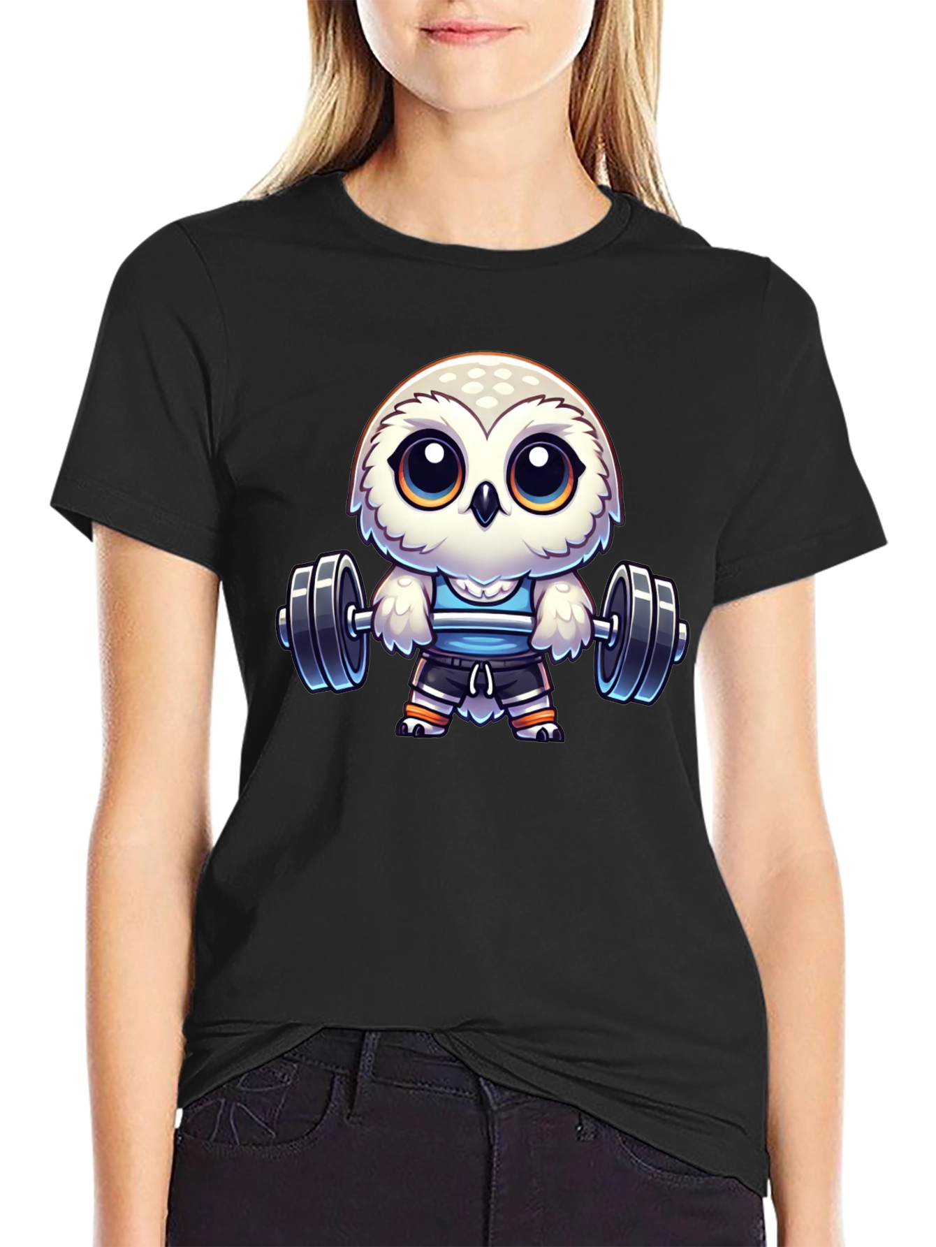 Black Workout Owl T-Shirt - Gym Animal Tee view 2