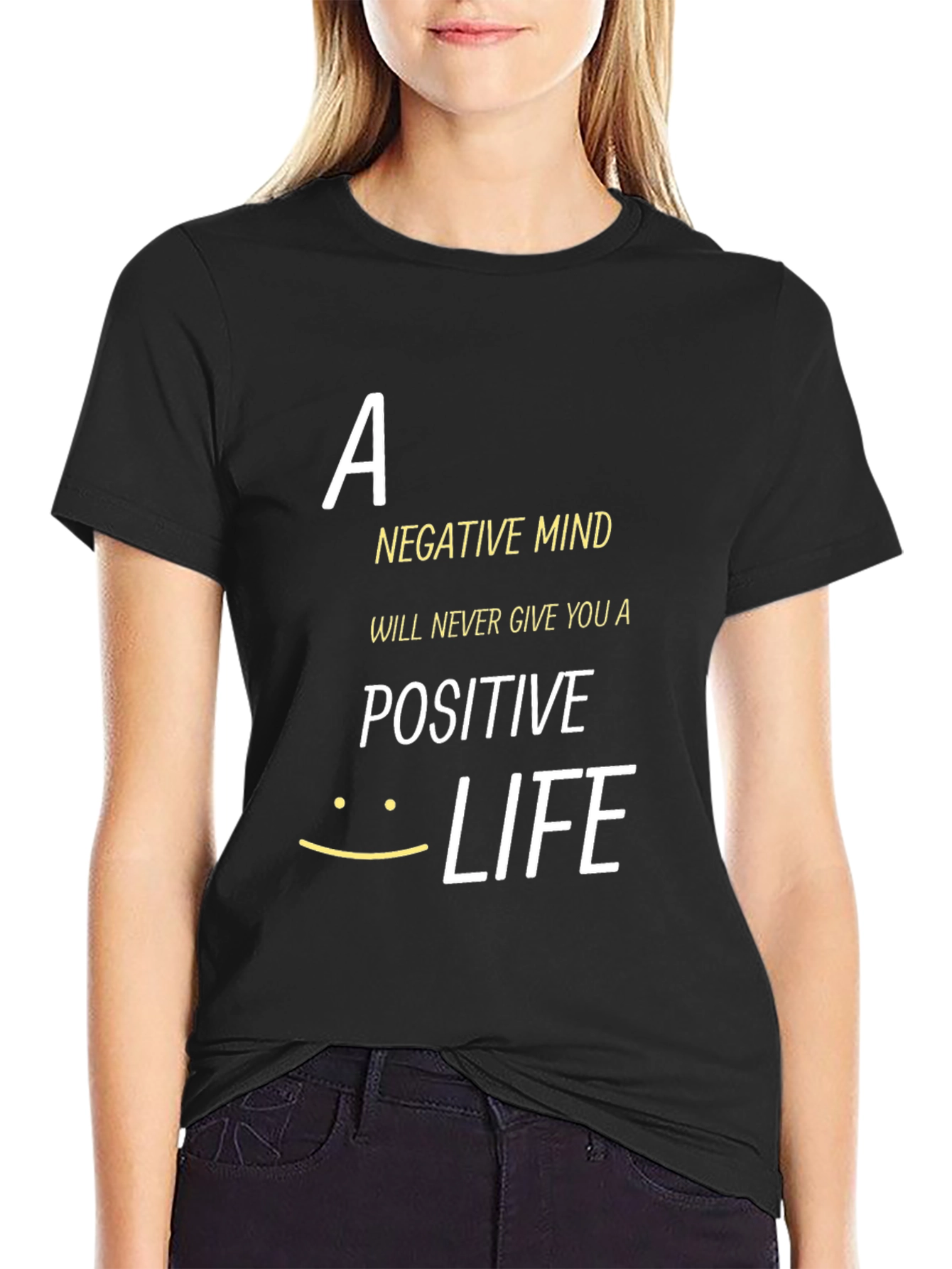 Black Inspirational Graphic Tee - Positive Life view 2