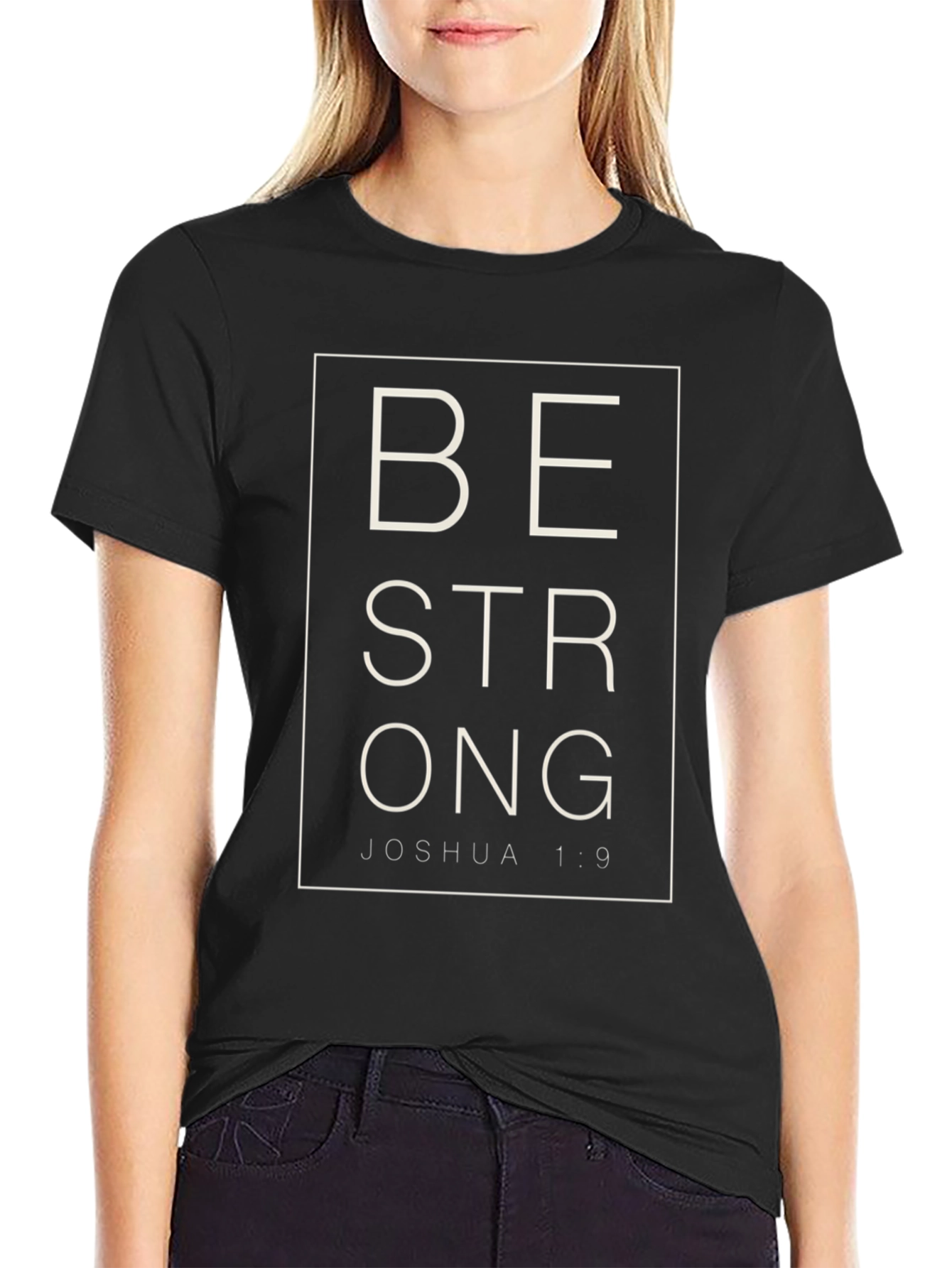Black Be Strong Joshua 1:9 Graphic T-Shirt view 2