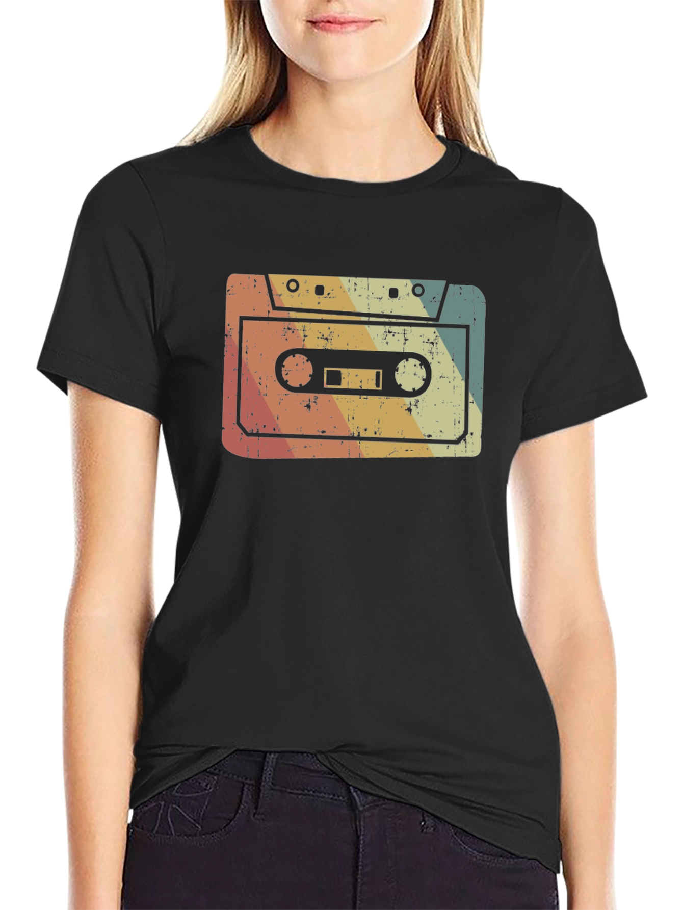 Black Retro Cassette Tape Graphic Tee view 2