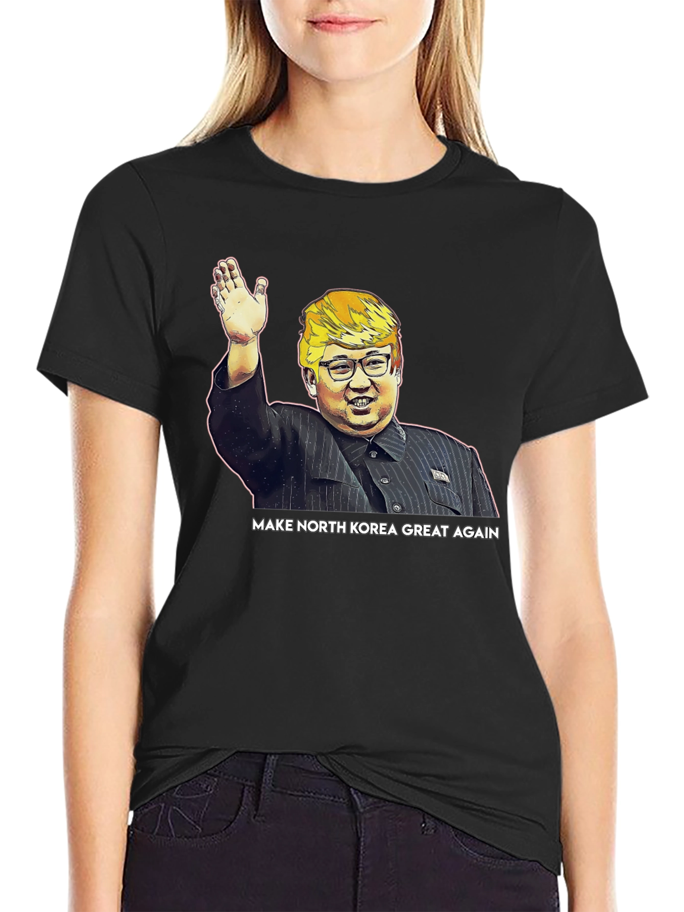 Black Make North Korea Great Again T-Shirt view 2