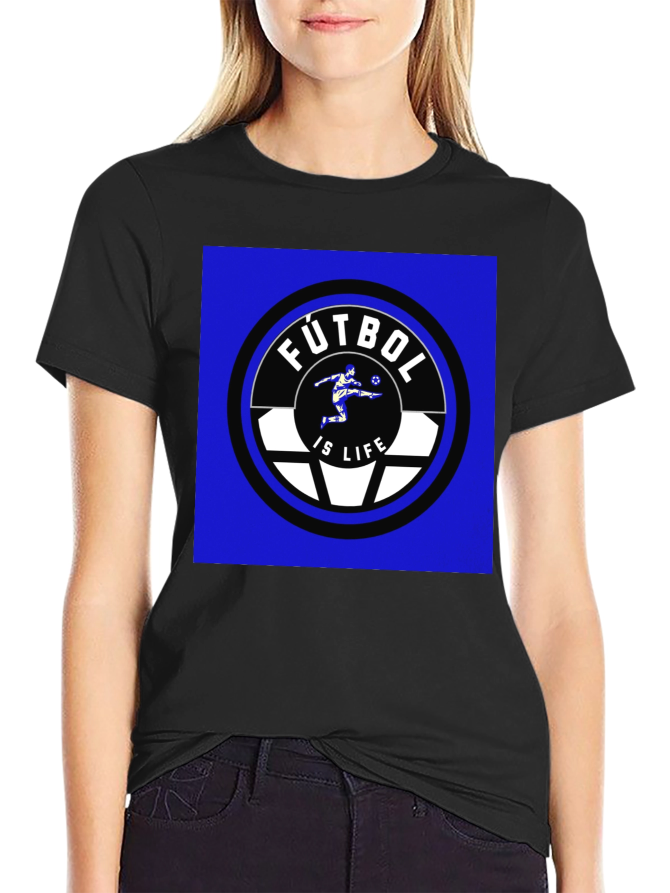 Black Futbol is Life T-Shirt - Soccer Fan Tee view 2