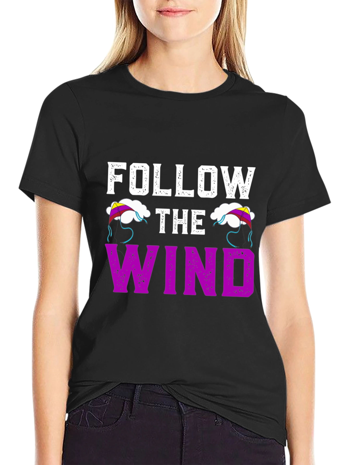 Black Follow the Wind Graphic T-Shirt - Black view 2