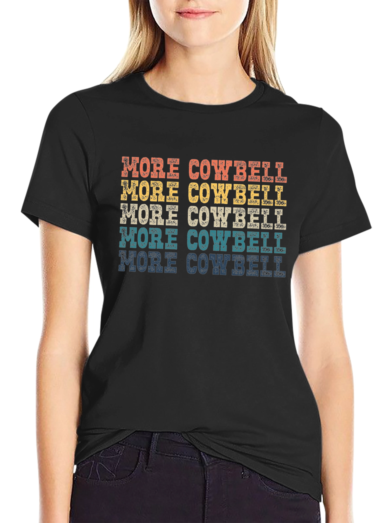 Black More Cowbell T-Shirt - Retro Design view 2