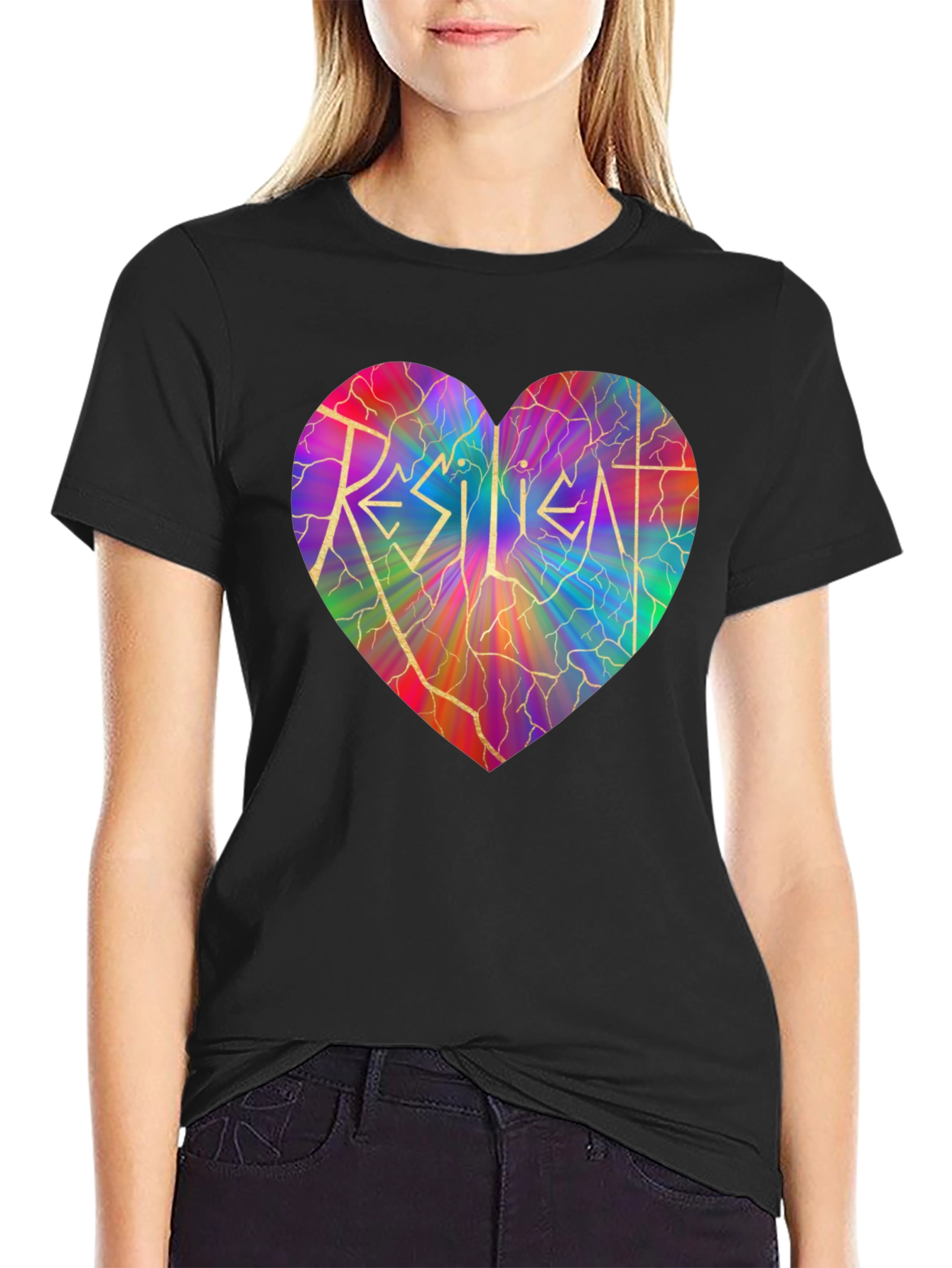 Black Resilient Heart Graphic T-Shirt - Stylish & Meaningful view 2