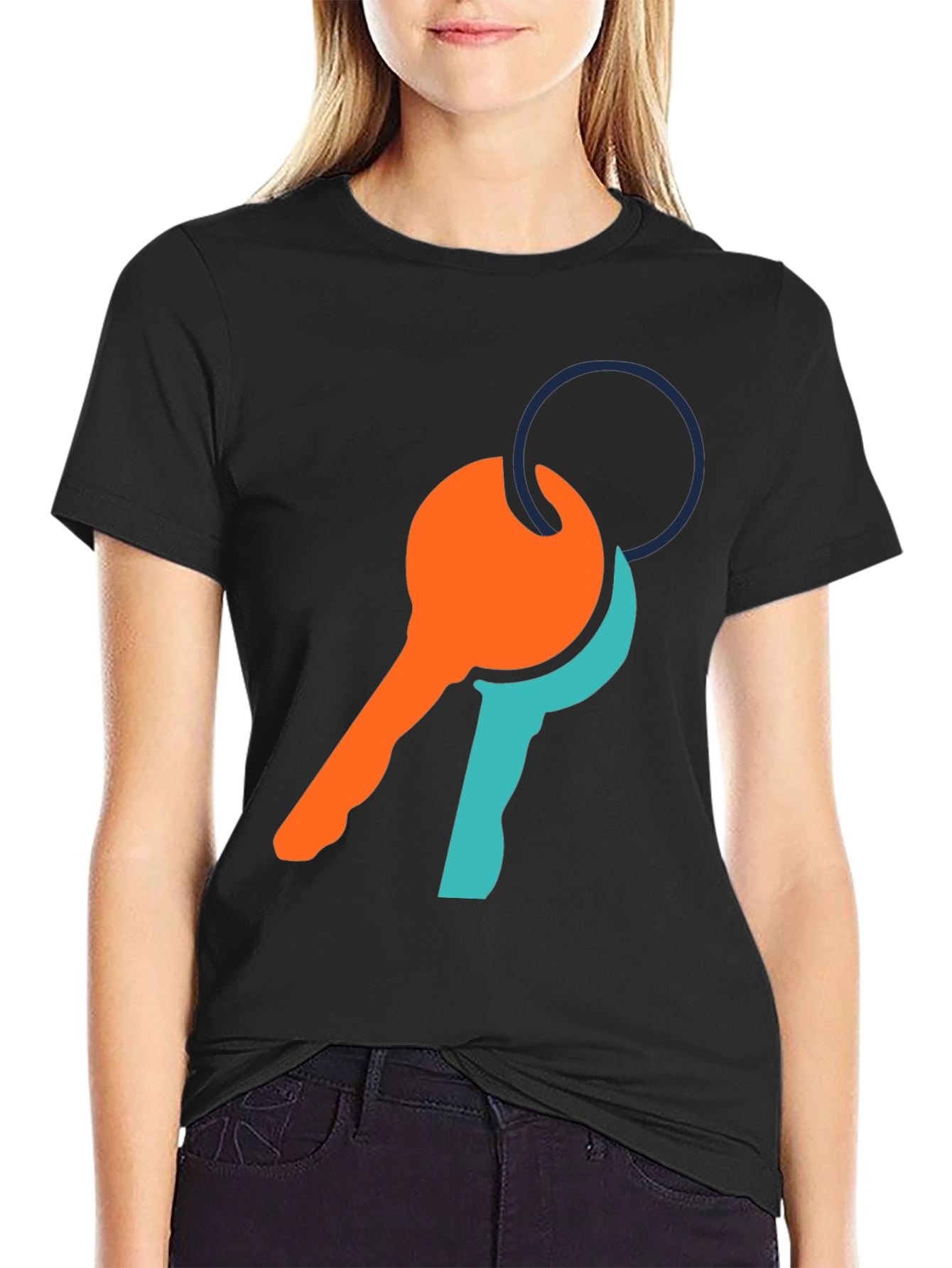 Black Modern Key Graphic Tee - Casual Comfort view 2