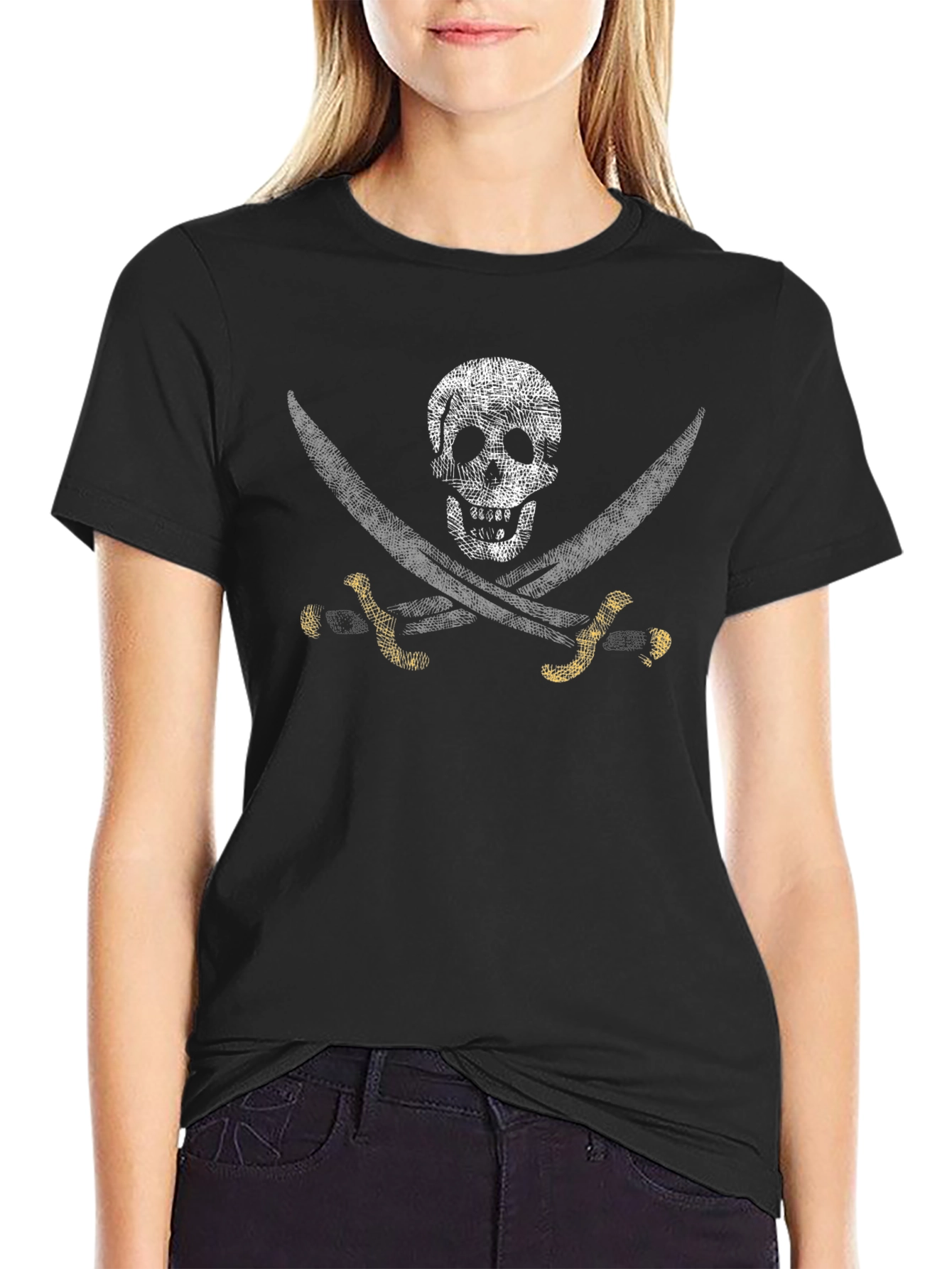 Pirate Skull & Swords Graphic T-Shirt - Black - 2