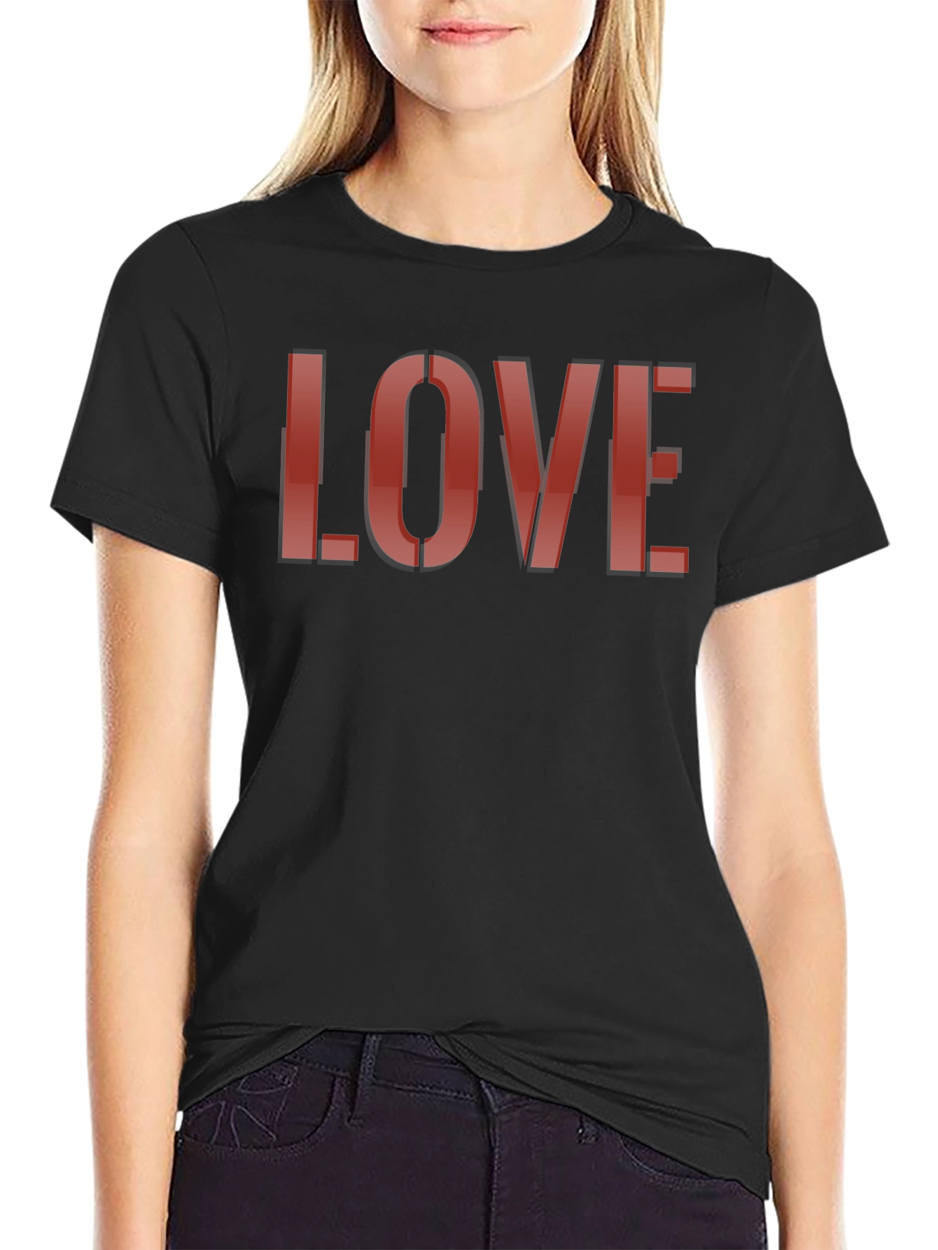 Black Love Graphic Tee - Classic Black Cotton Blend view 2
