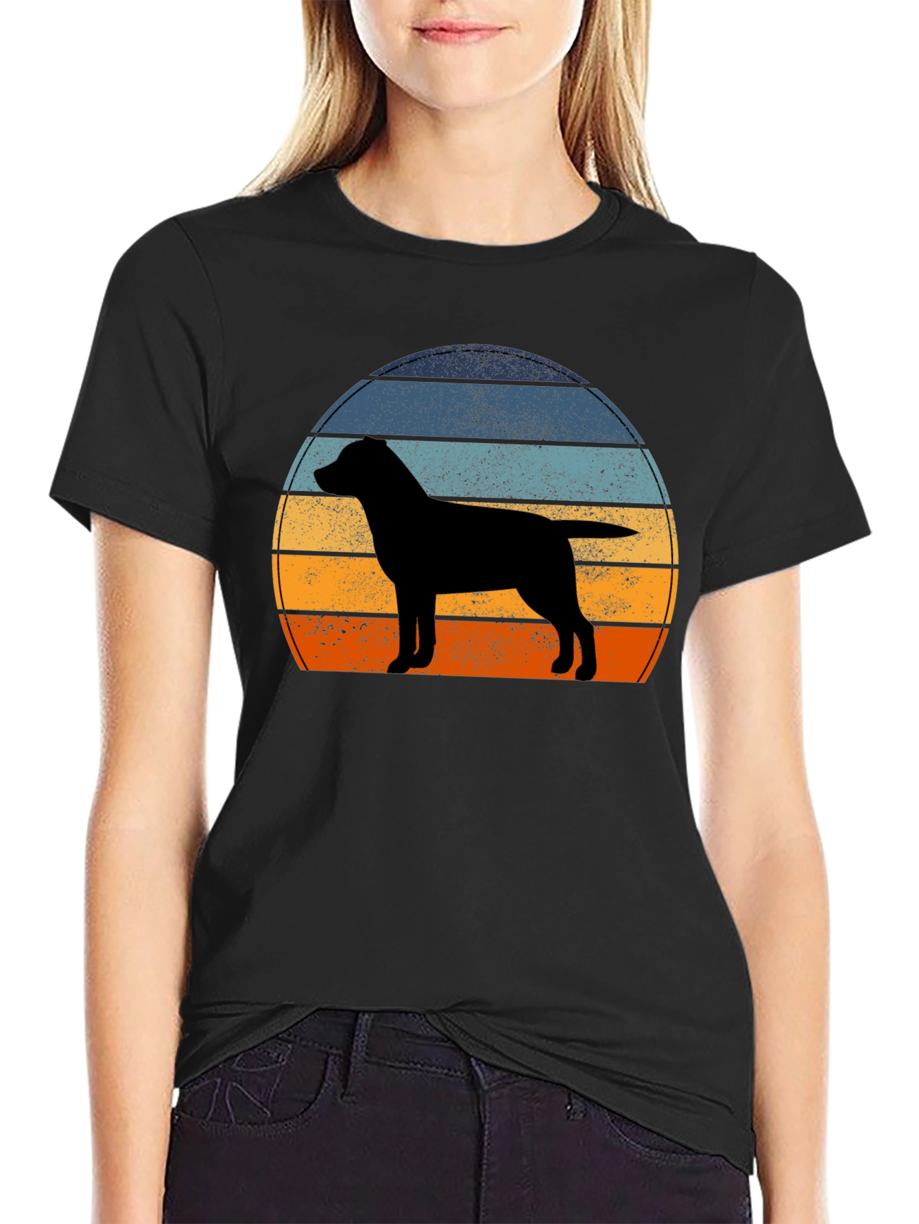 Black Retro Dog Silhouette T-Shirt view 2