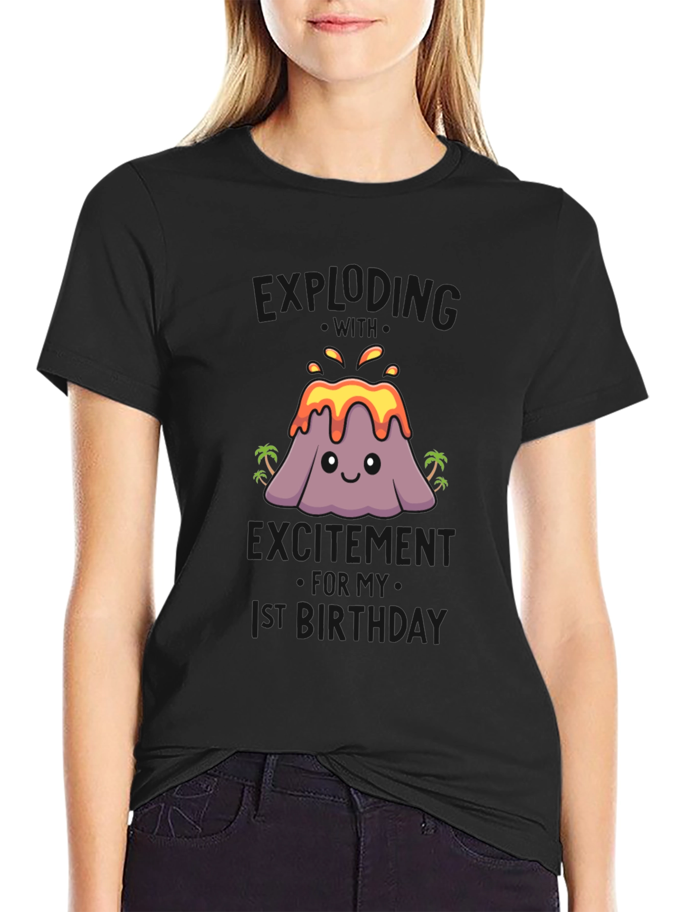 Black Volcano 1st Birthday Shirt view 2