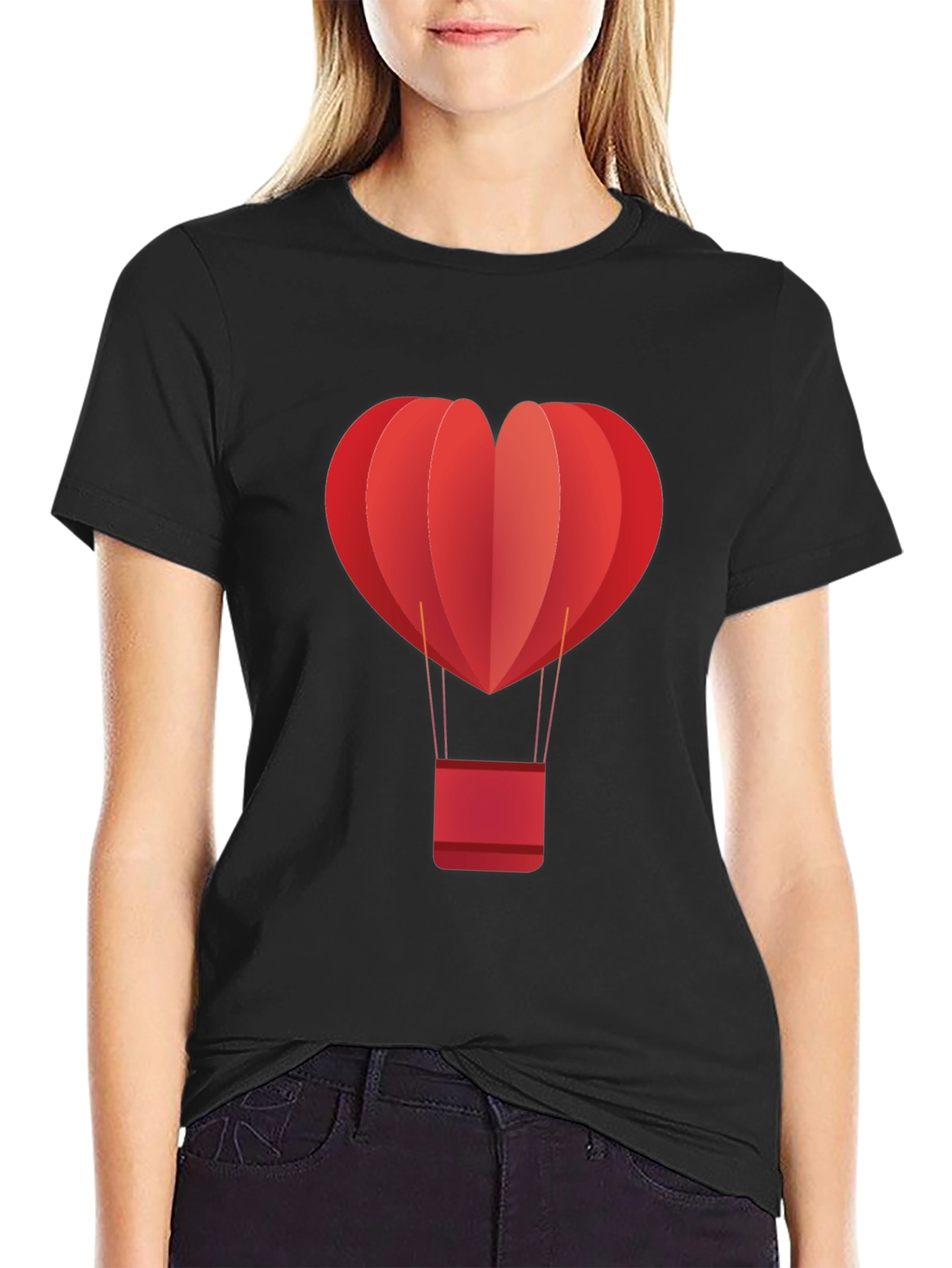 Black Heart Hot Air Balloon Graphic Tee - Black view 2
