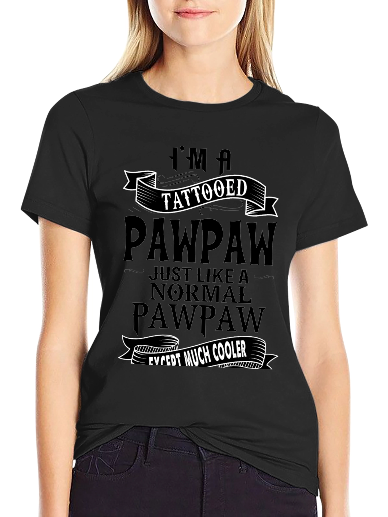 Black Tattooed Pawpaw Graphic Novelty T-Shirt view 2