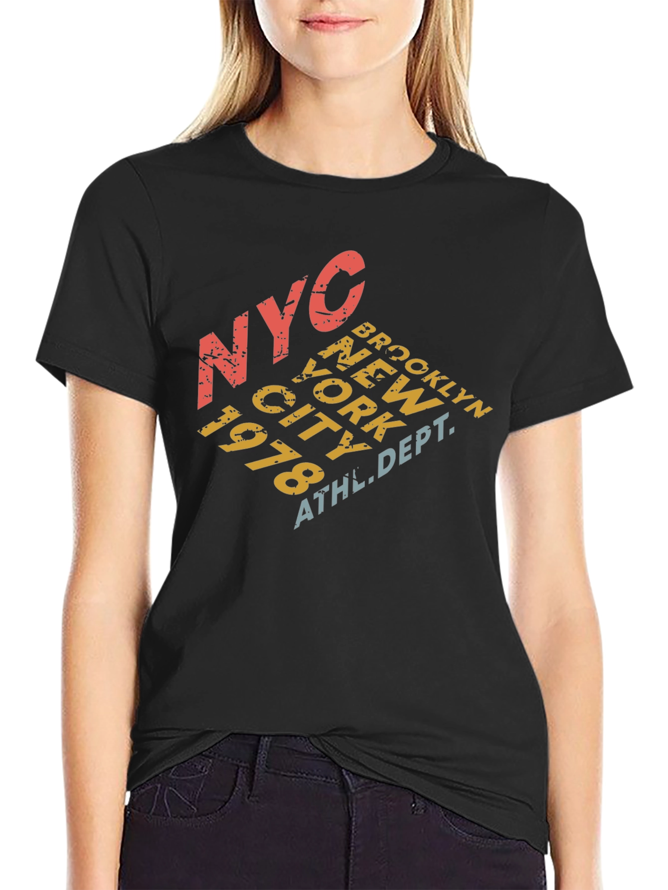 Black NYC Brooklyn Retro Graphic T-Shirt view 2