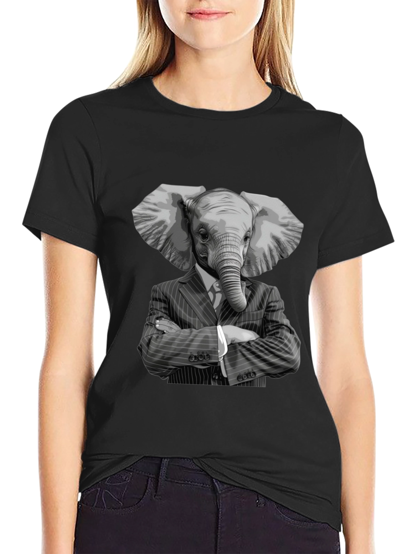 Black Elephant Suit T-Shirt - Unique Graphic Tee view 2