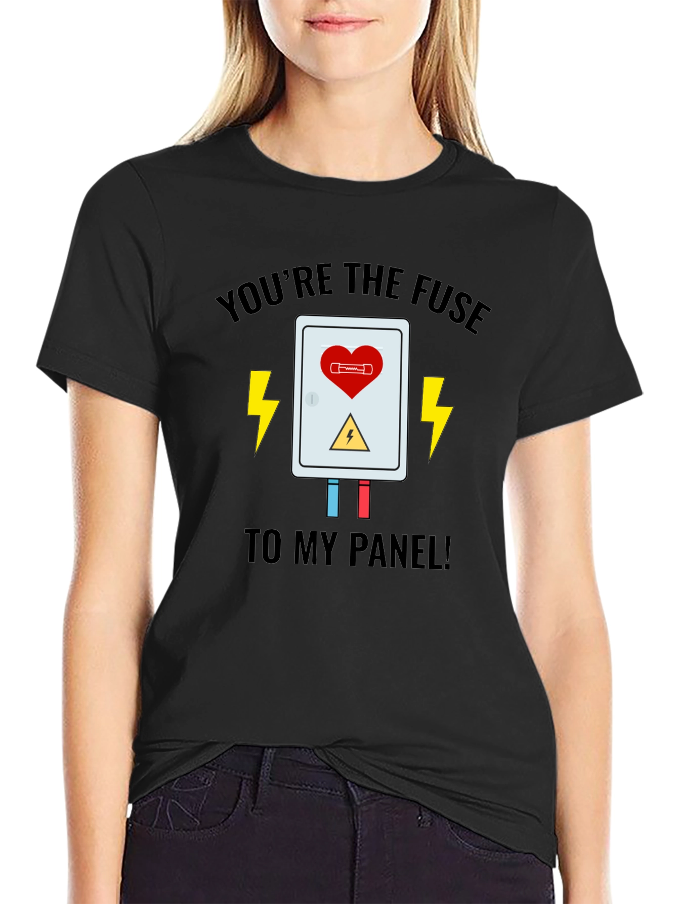 Black You're the Fuse T-Shirt - Electric Love Design view 2