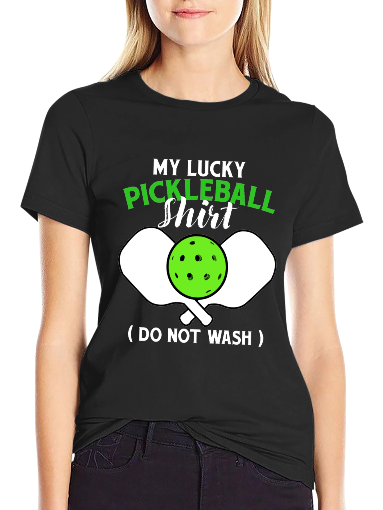 Black My Lucky Pickleball Shirt - Funny Novelty Tee view 2