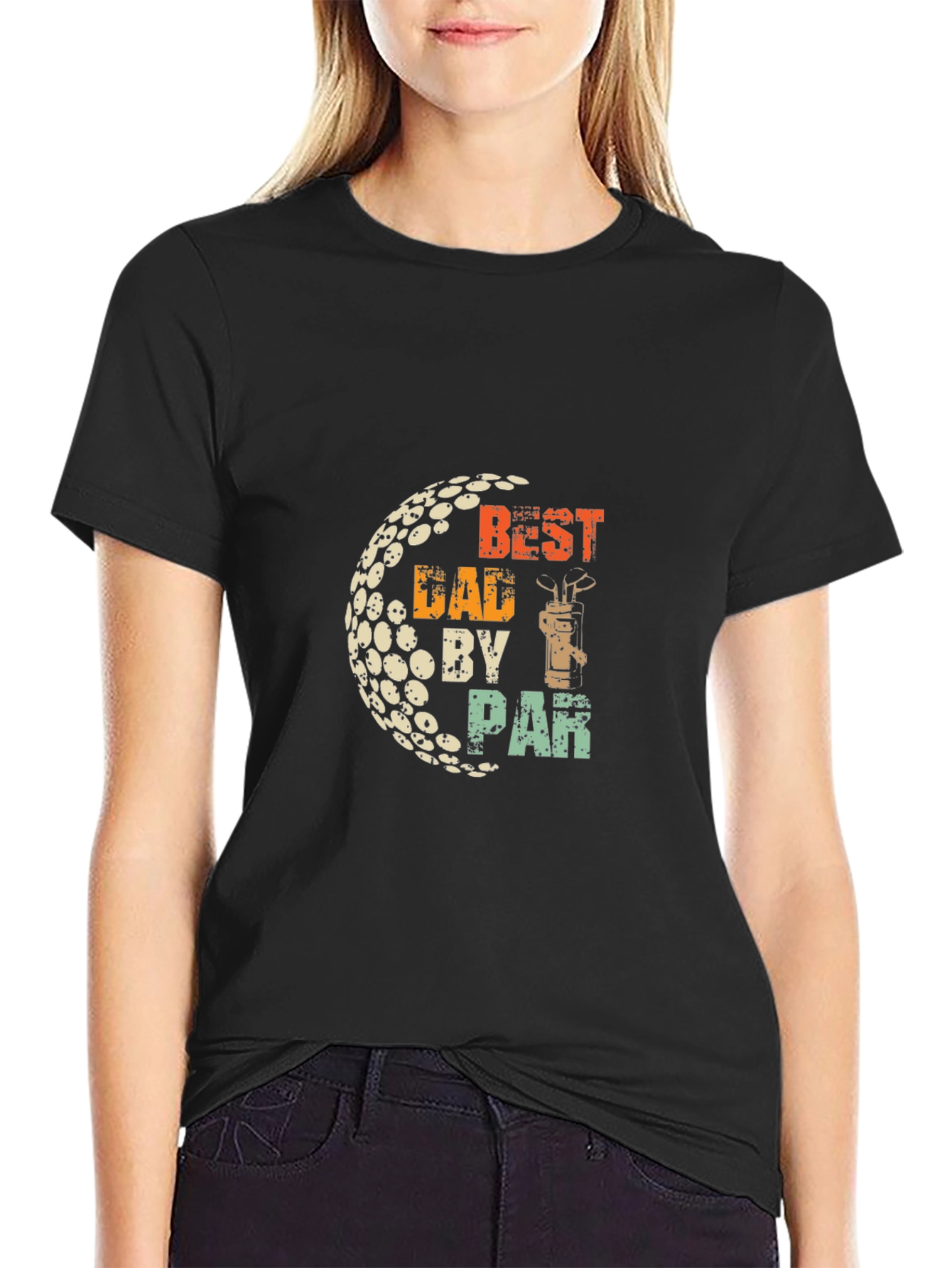 Black Best Dad By Par Golf T-Shirt view 2
