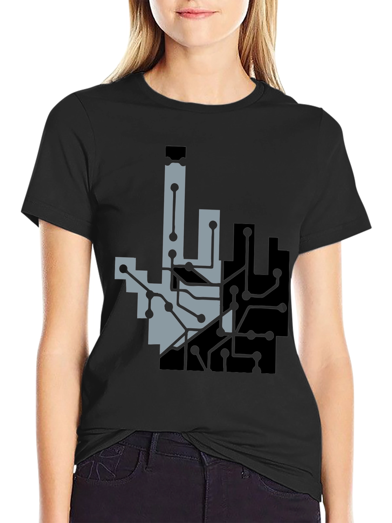 Black Circuit Hand Graphic Tee - Black view 2