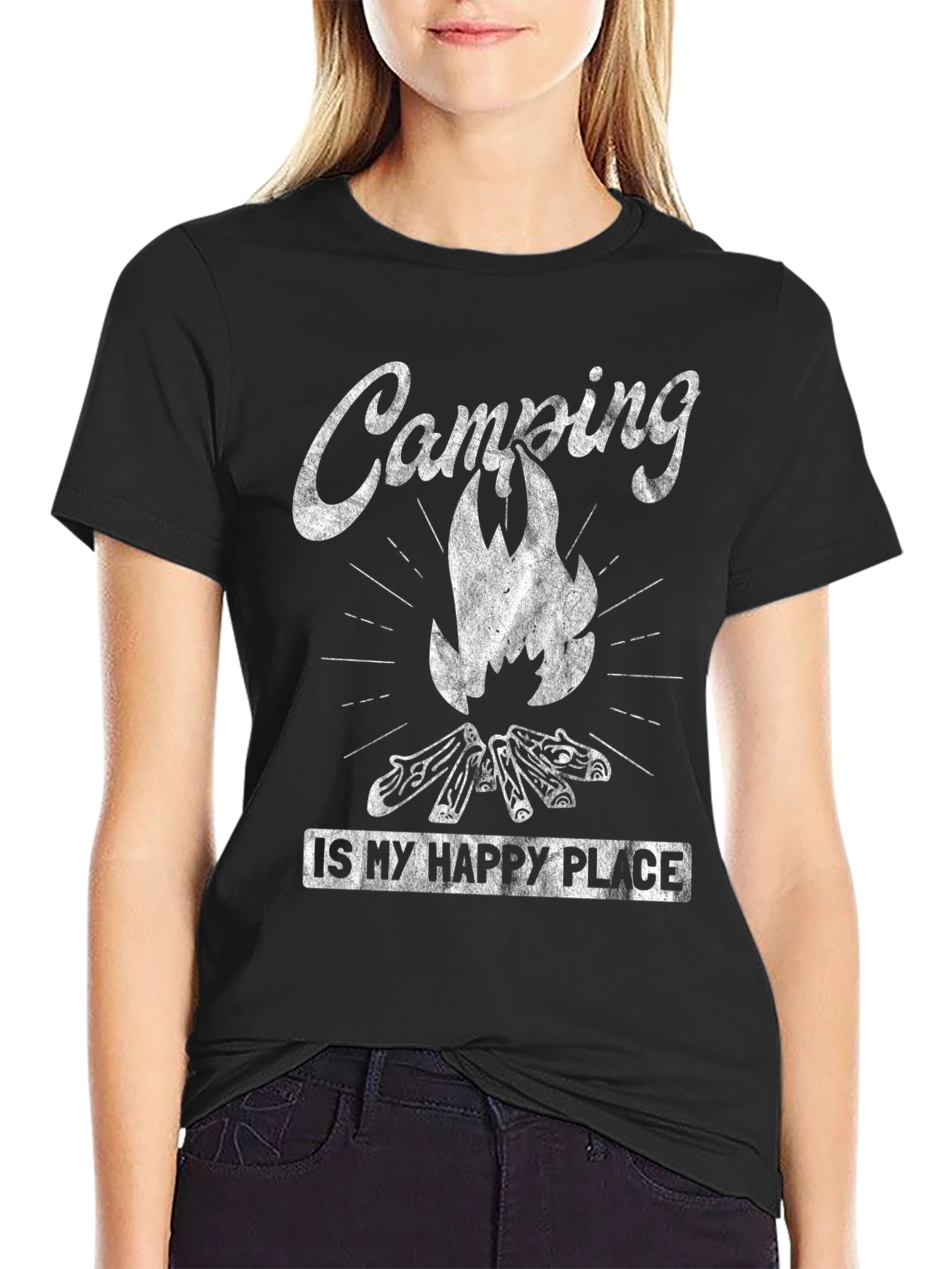 Black Camping is My Happy Place Graphic T-Shirt view 2