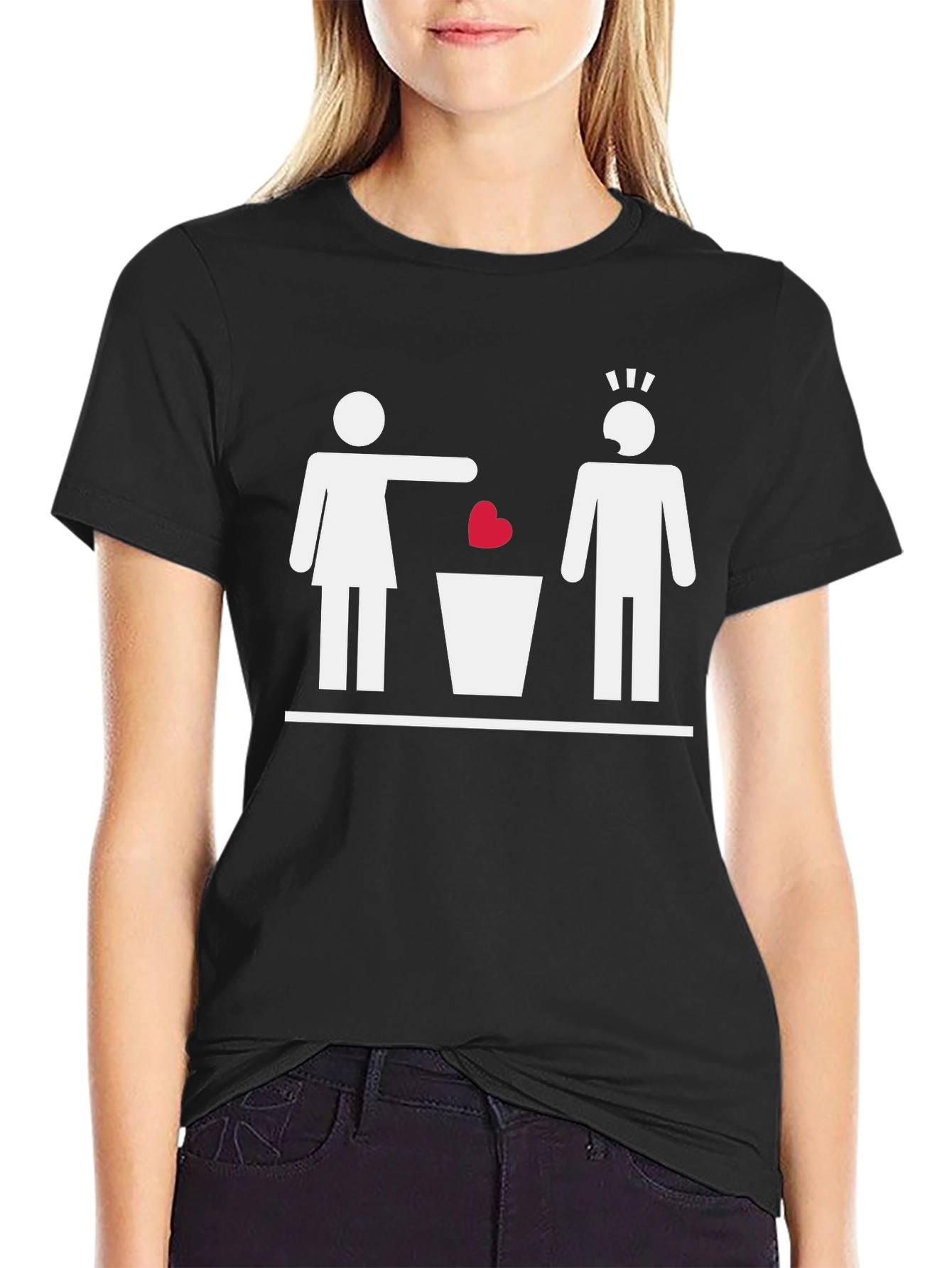 Black Heartbreak Humor T-Shirt - Rejection Graphic Tee view 2
