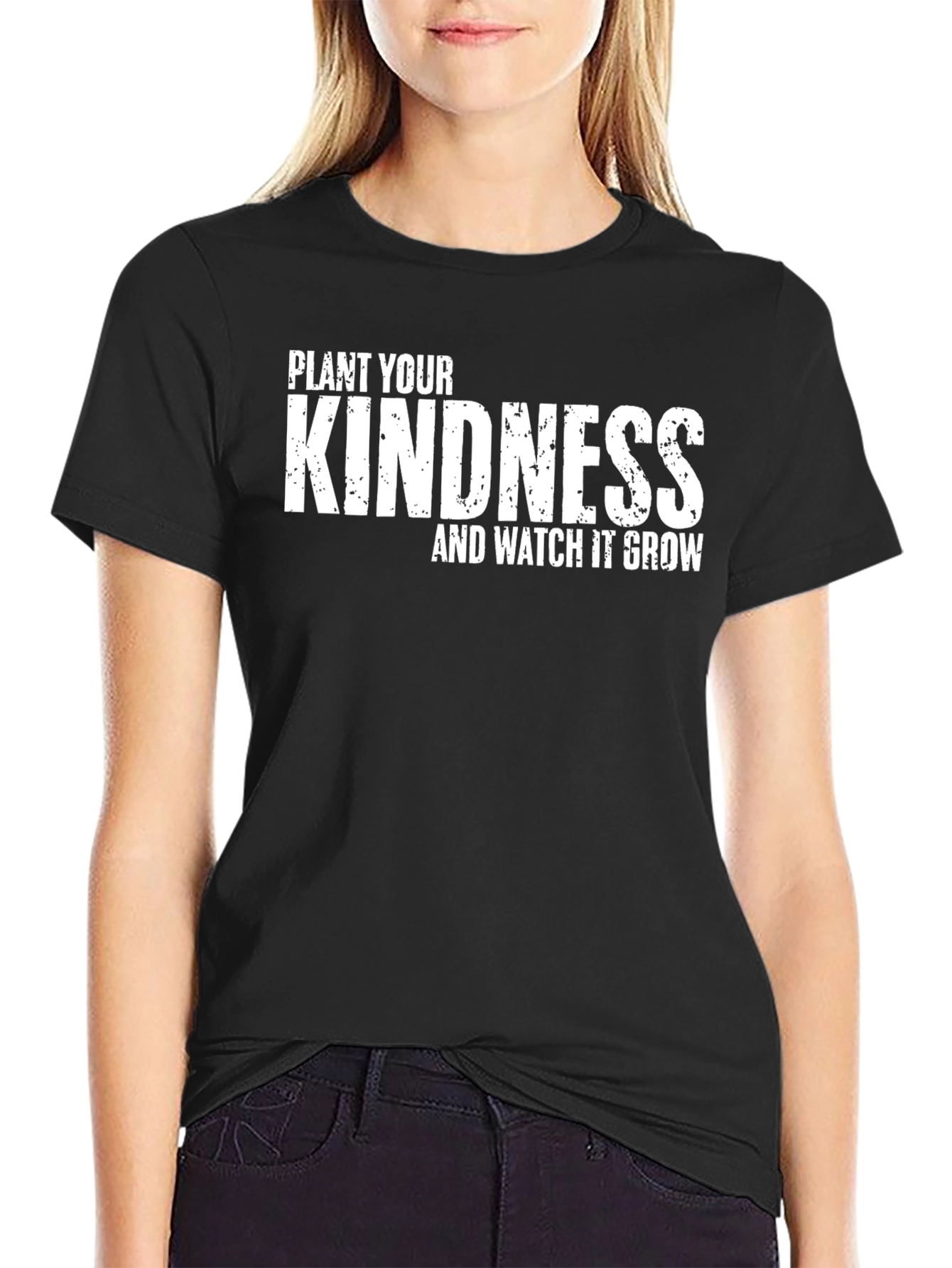 Black Kindness Grow T-Shirt - Black Cotton Blend view 2
