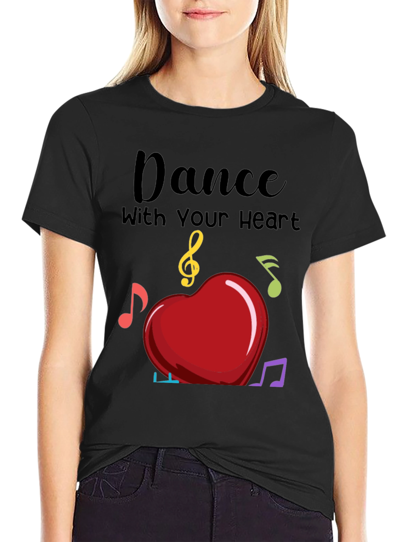 Black Dance with Your Heart T-Shirt - Musical Heart Tee view 2