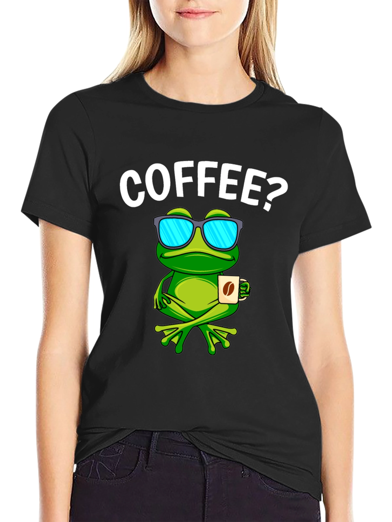 Black Coffee Frog T-Shirt - Funny Animal Graphic Tee view 2