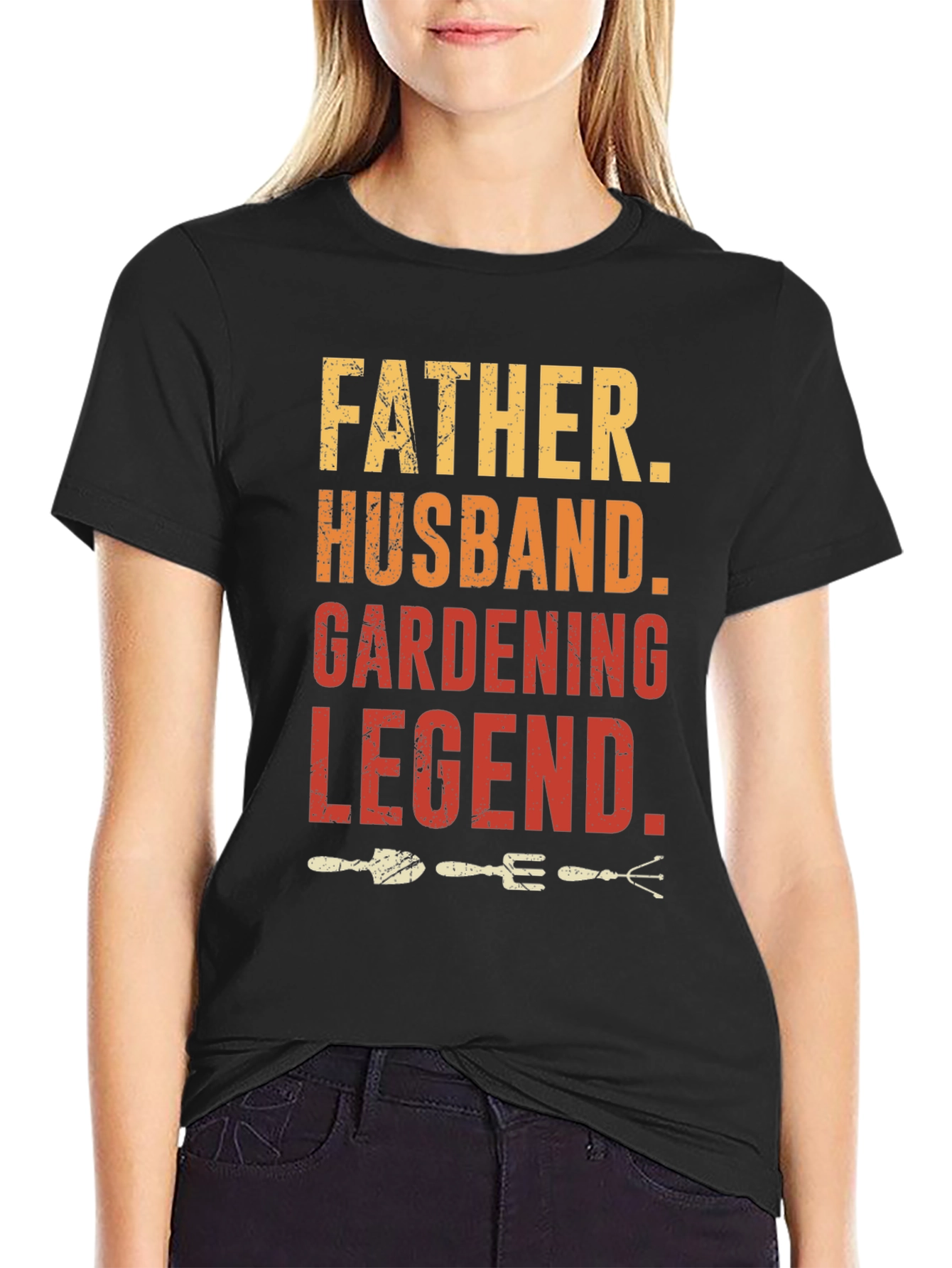Black Father Husband Gardening Legend Graphic T-Shirt view 2