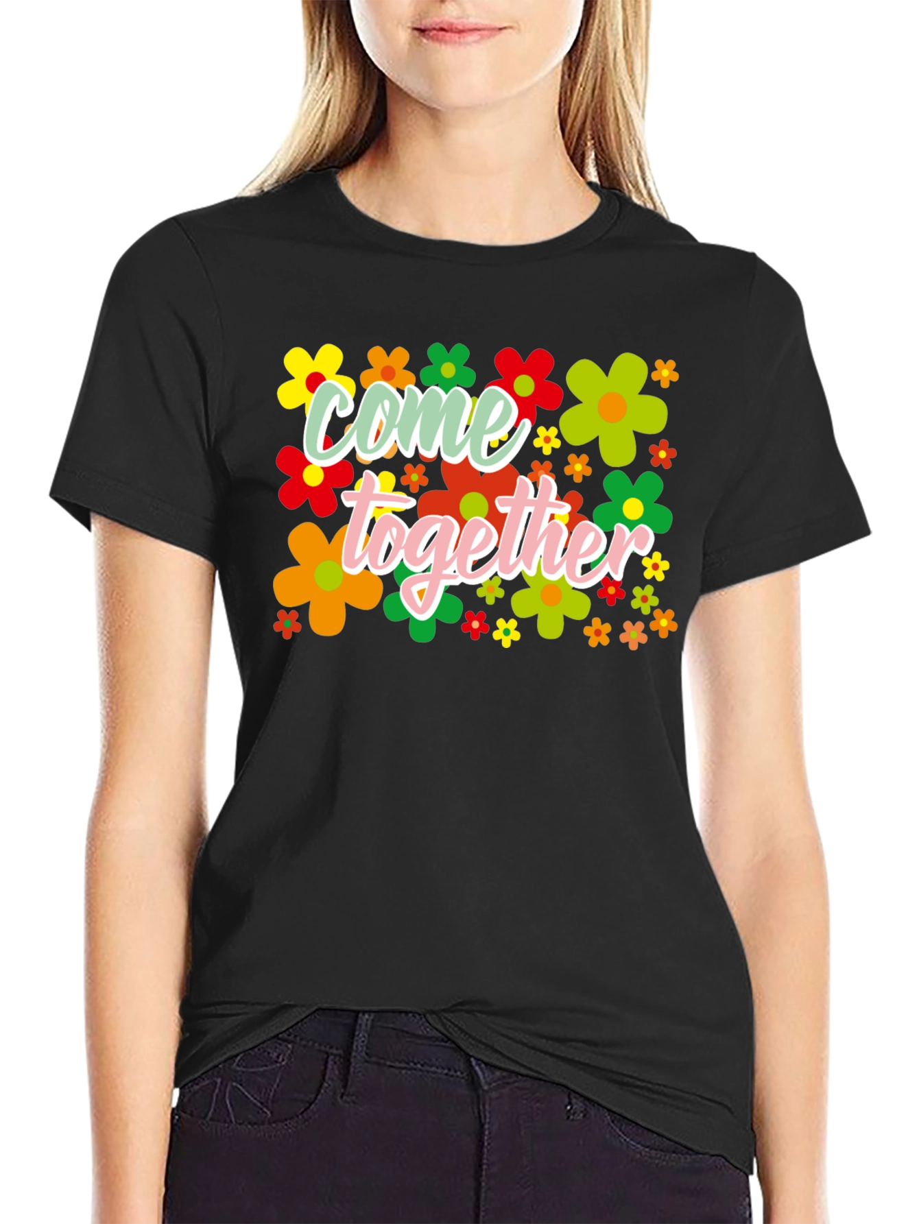 Black Come Together Flower T-Shirt view 2