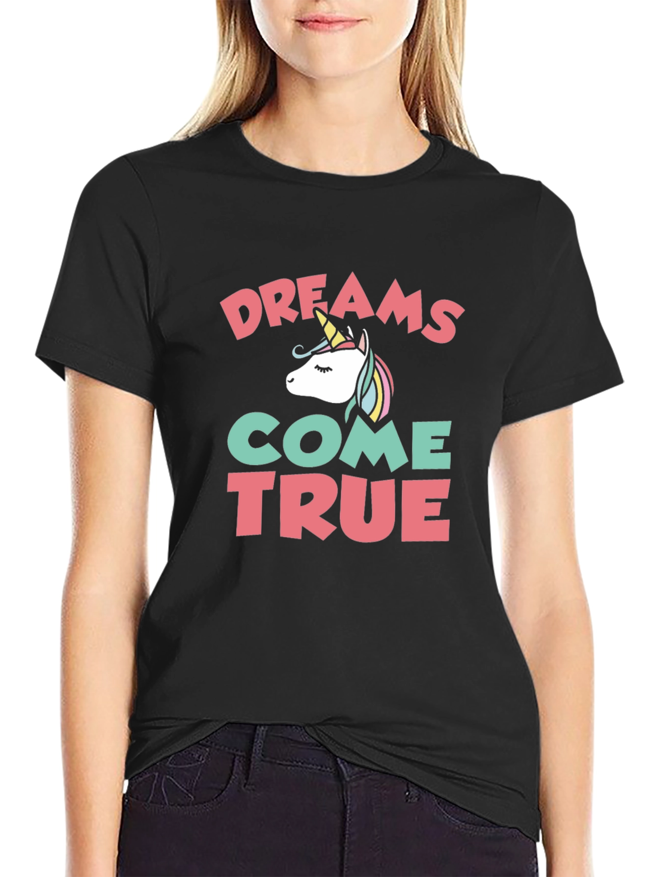 Black Dreams Come True Unicorn Graphic Tee view 2