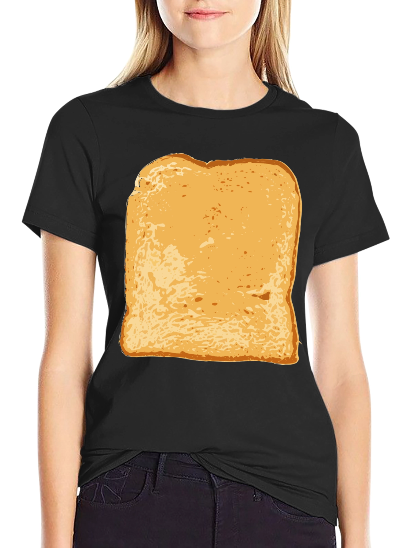 Black Bread Slice Graphic Tee - Funny Food T-Shirt view 2