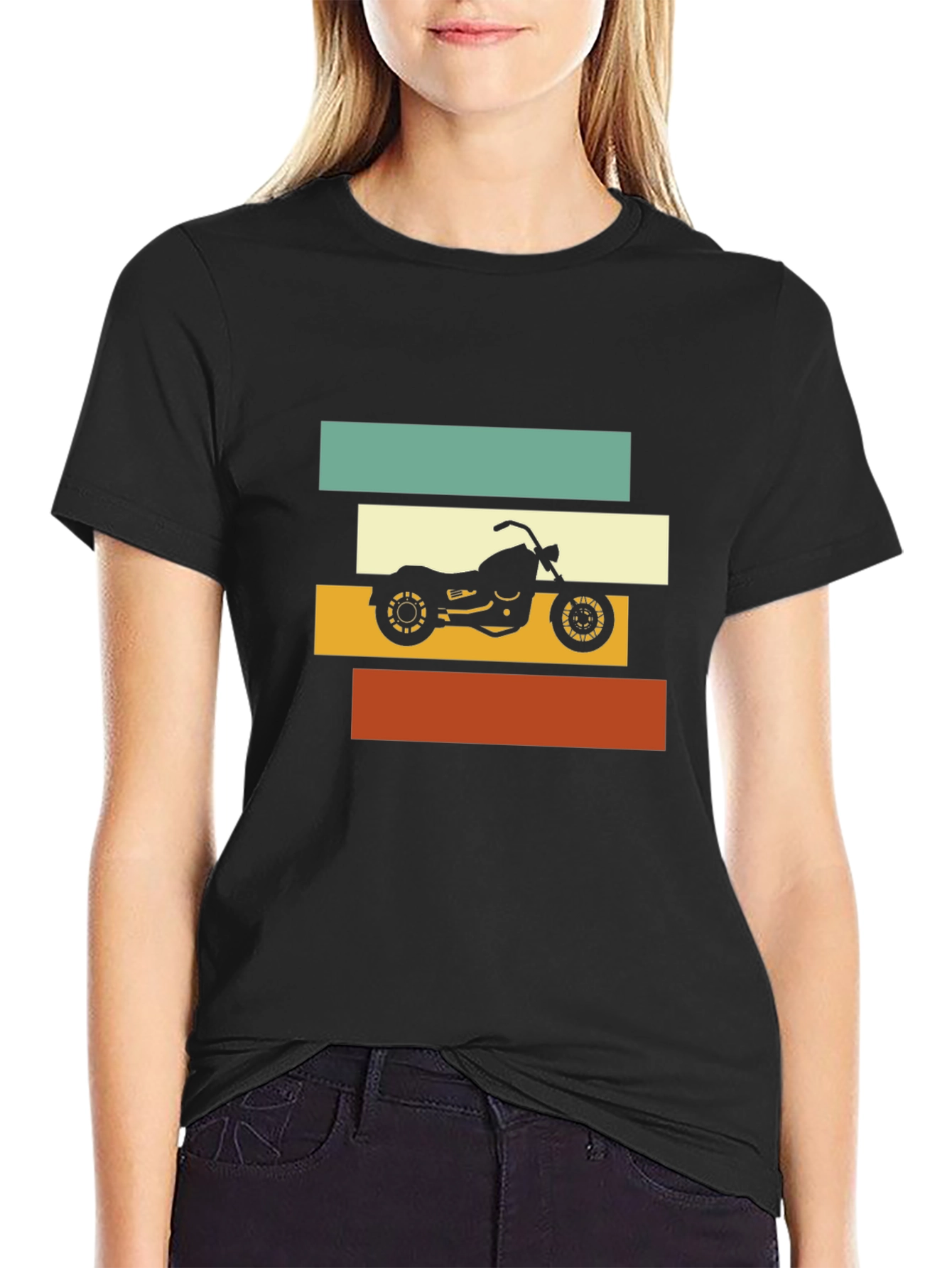 Black Retro Motorcycle Graphic Tee view 2